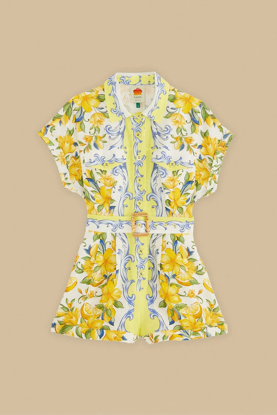 Off-White Sicily Scarf Euroflax™ Premium Linen Romper sold by FARM Rio product image thumbnail 4