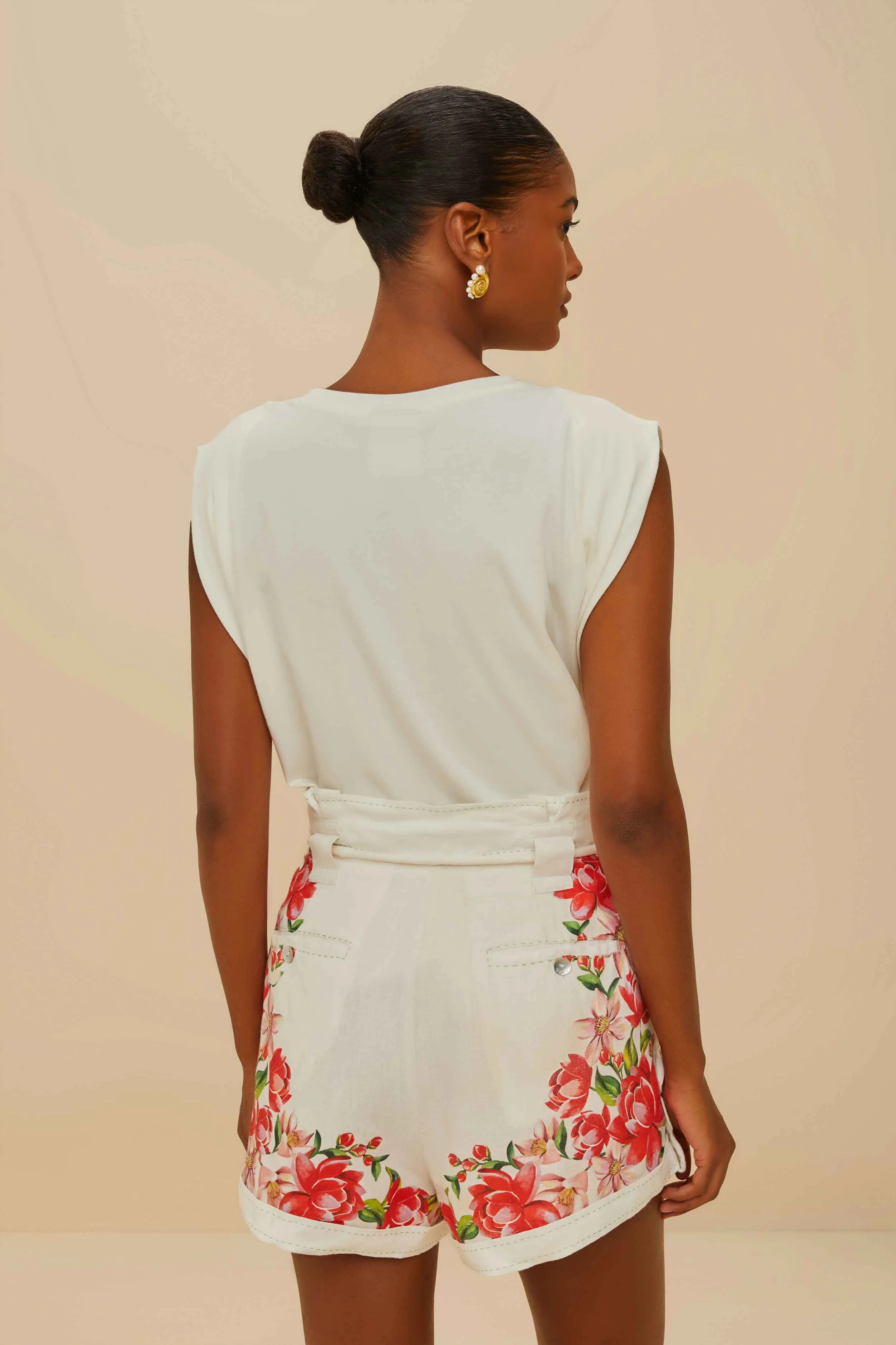 Off-White Flower Tapestry Embroidered Shorts sold by FARM Rio product image thumbnail 4