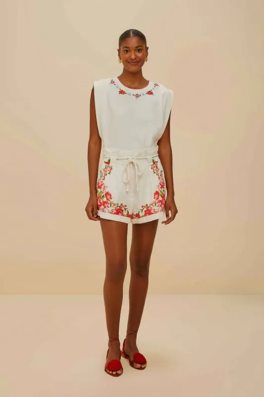 Off-White Flower Tapestry Embroidered Shorts sold by FARM Rio