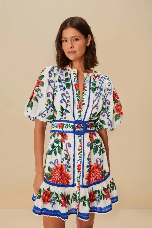 Off-White Flower Tapestry Mini Dress sold by FARM Rio