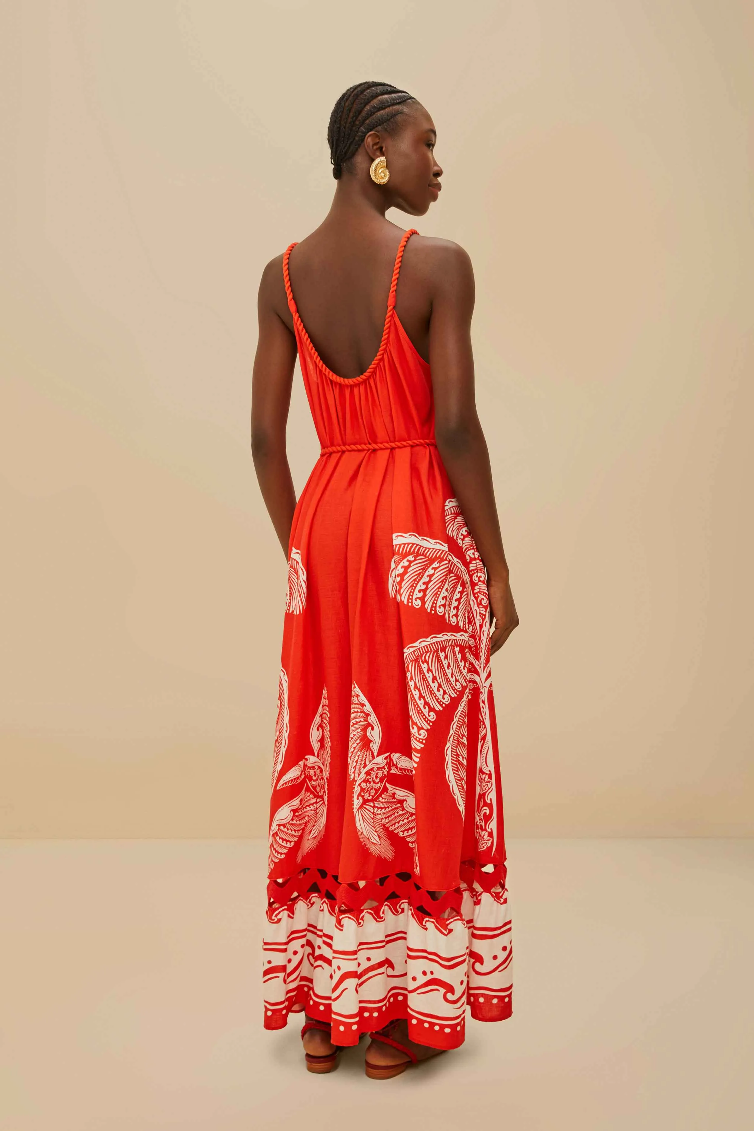 Red Majestic Coconut Tree LENZING™ ECOVERO™ Euroflax™ Maxi Dress sold by FARM Rio product image thumbnail 4