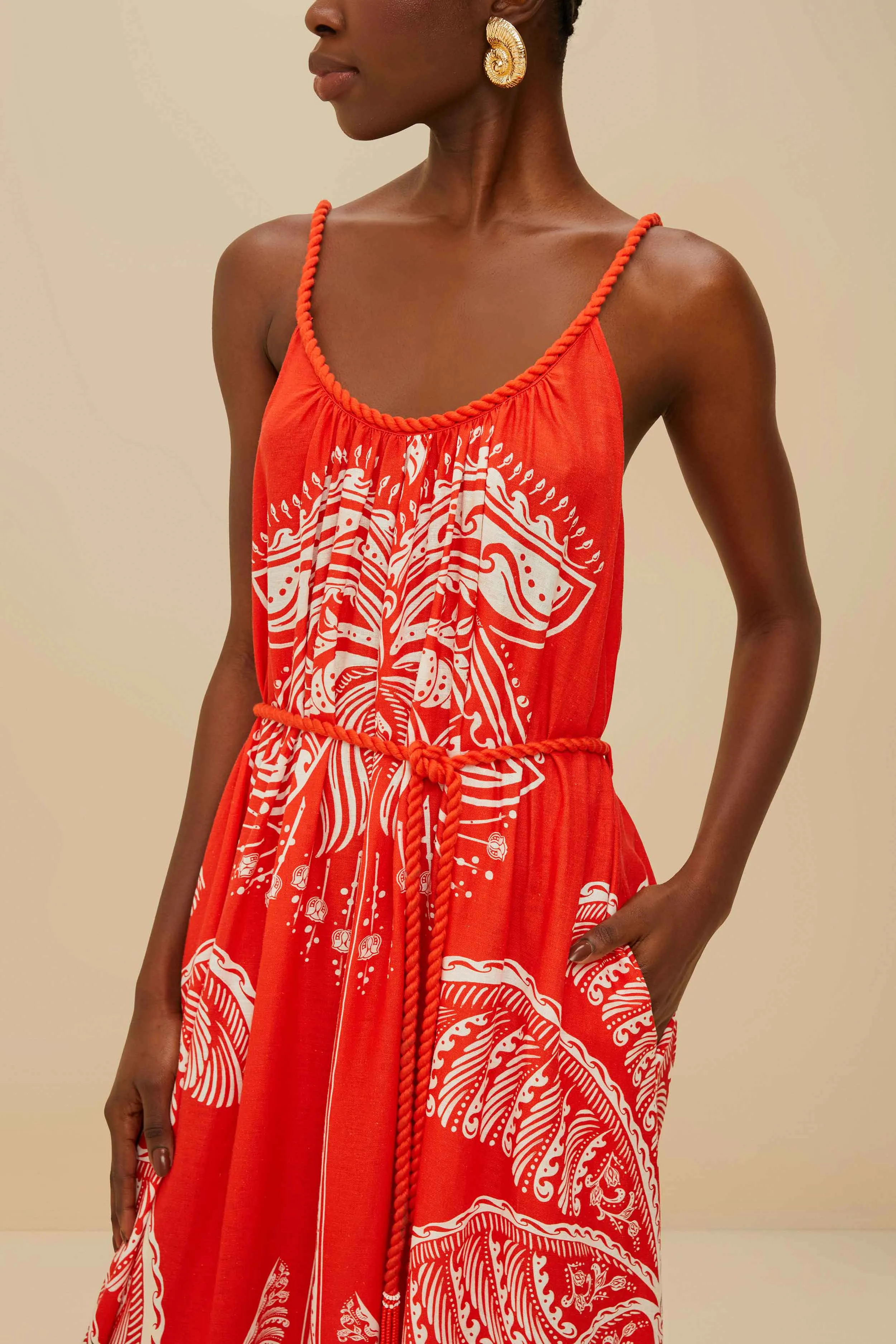 Red Majestic Coconut Tree LENZING™ ECOVERO™ Euroflax™ Maxi Dress sold by FARM Rio product image thumbnail 2