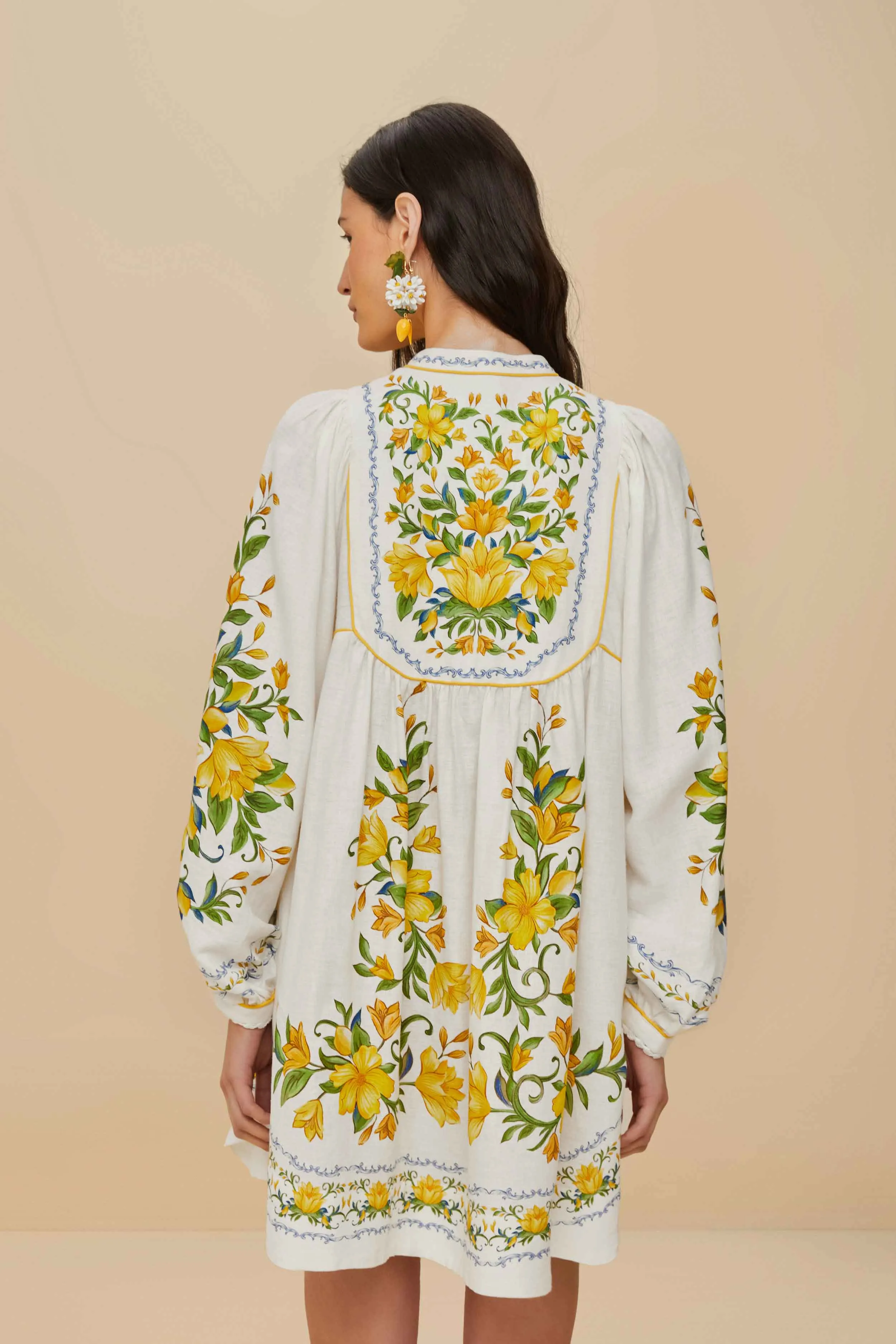 Off-White Sicily LENZING™ ECOVERO™ Euroflax™ Mini Dress sold by FARM Rio product image thumbnail 4