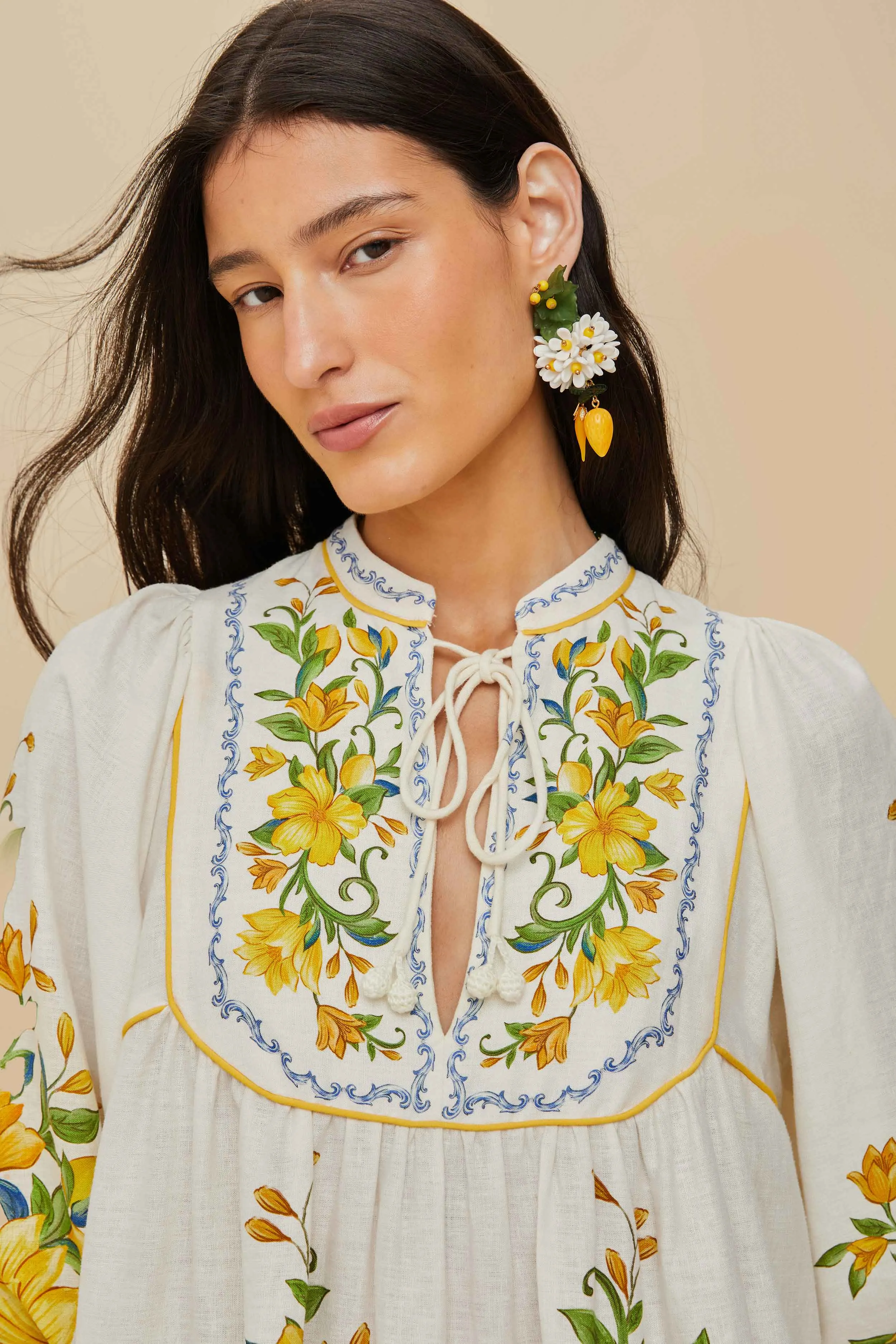 Off-White Sicily LENZING™ ECOVERO™ Euroflax™ Mini Dress sold by FARM Rio product image thumbnail 2