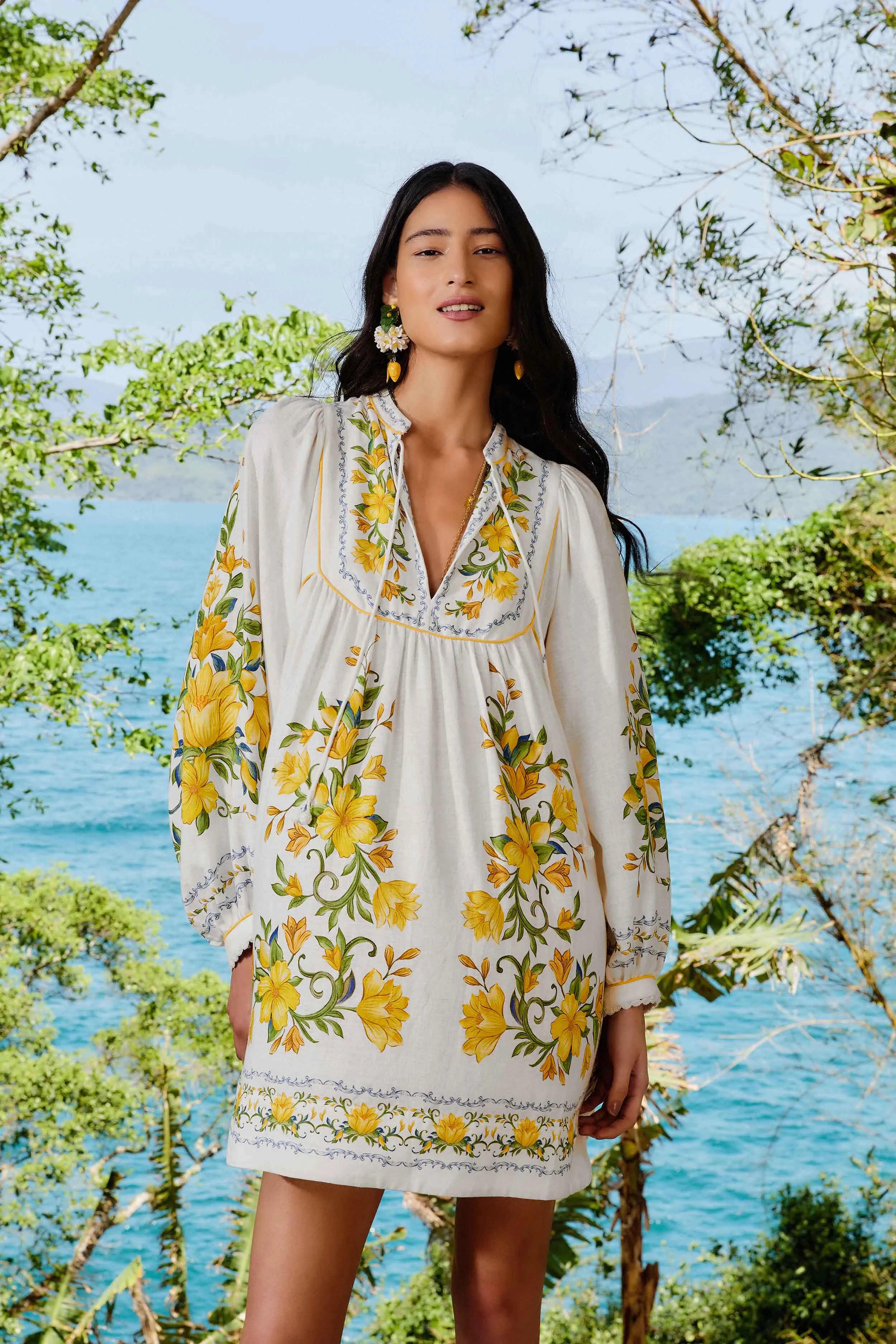 Off-White Sicily LENZING™ ECOVERO™ Euroflax™ Mini Dress sold by FARM Rio product image thumbnail 3