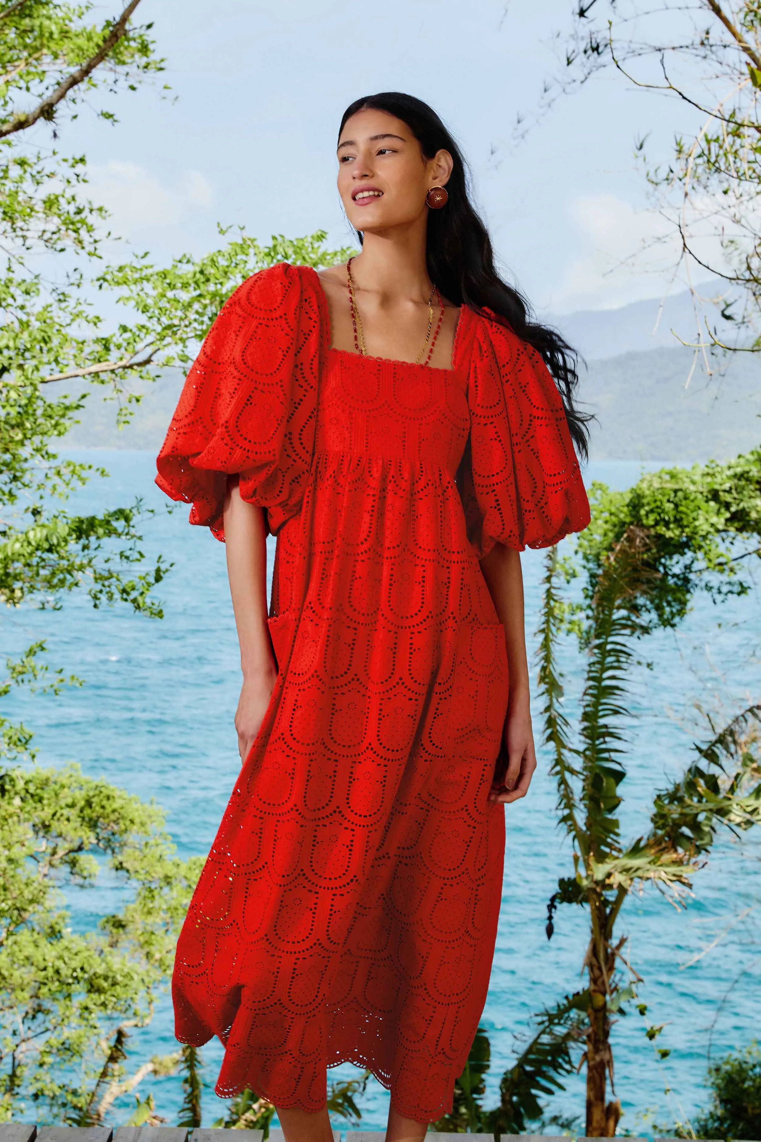 Red Pineapple Eyelet Maxi Dress sold by FARM Rio product image thumbnail 3
