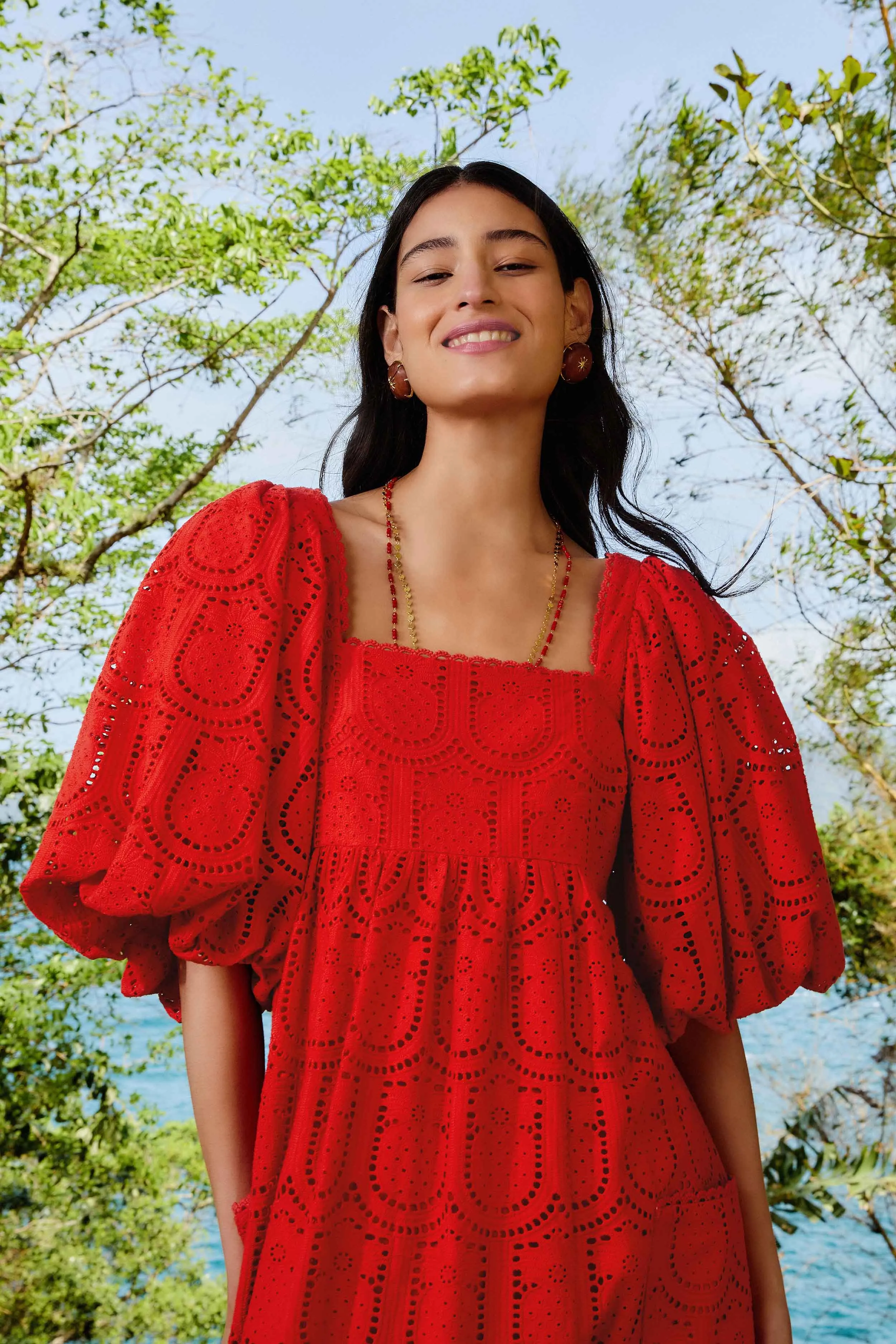 Red Pineapple Eyelet Maxi Dress sold by FARM Rio product image thumbnail 5