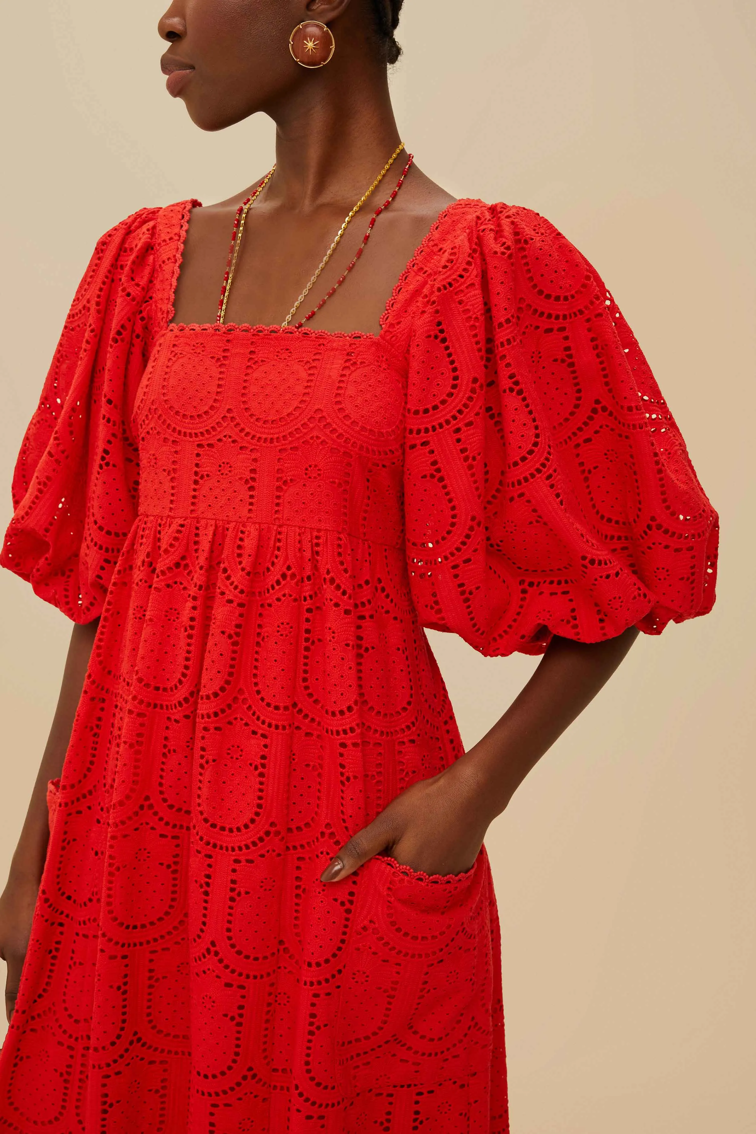 Red Pineapple Eyelet Maxi Dress sold by FARM Rio product image thumbnail 2