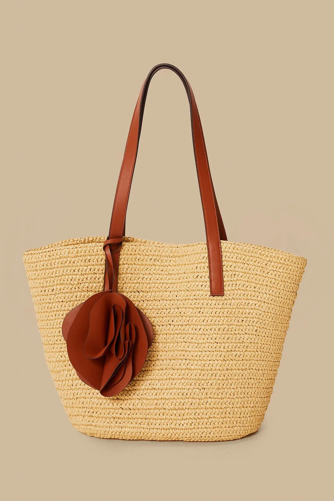 Caramel Raffia Basket Bag sold by FARM Rio