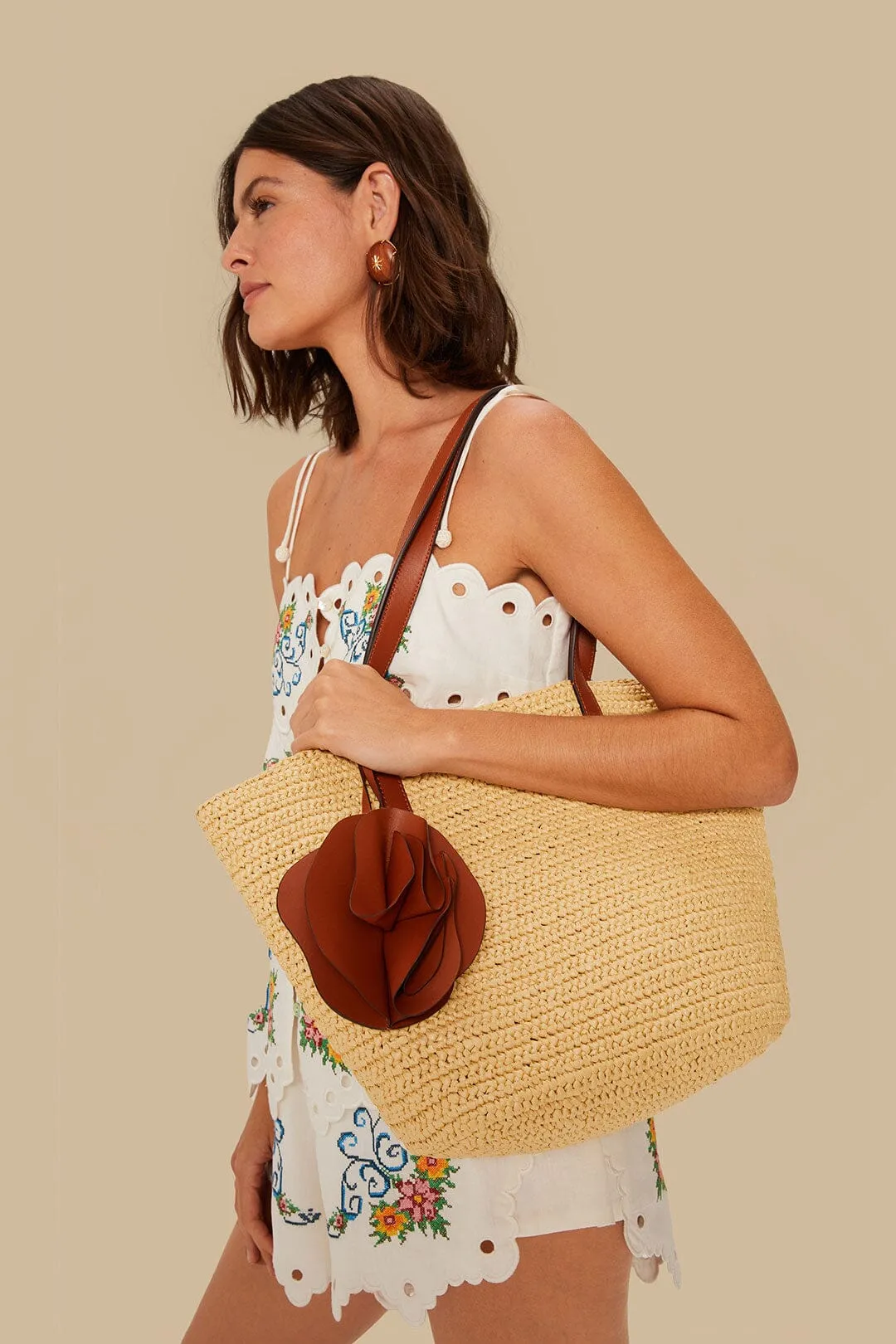 Caramel Raffia Basket Bag sold by FARM Rio product image thumbnail 2