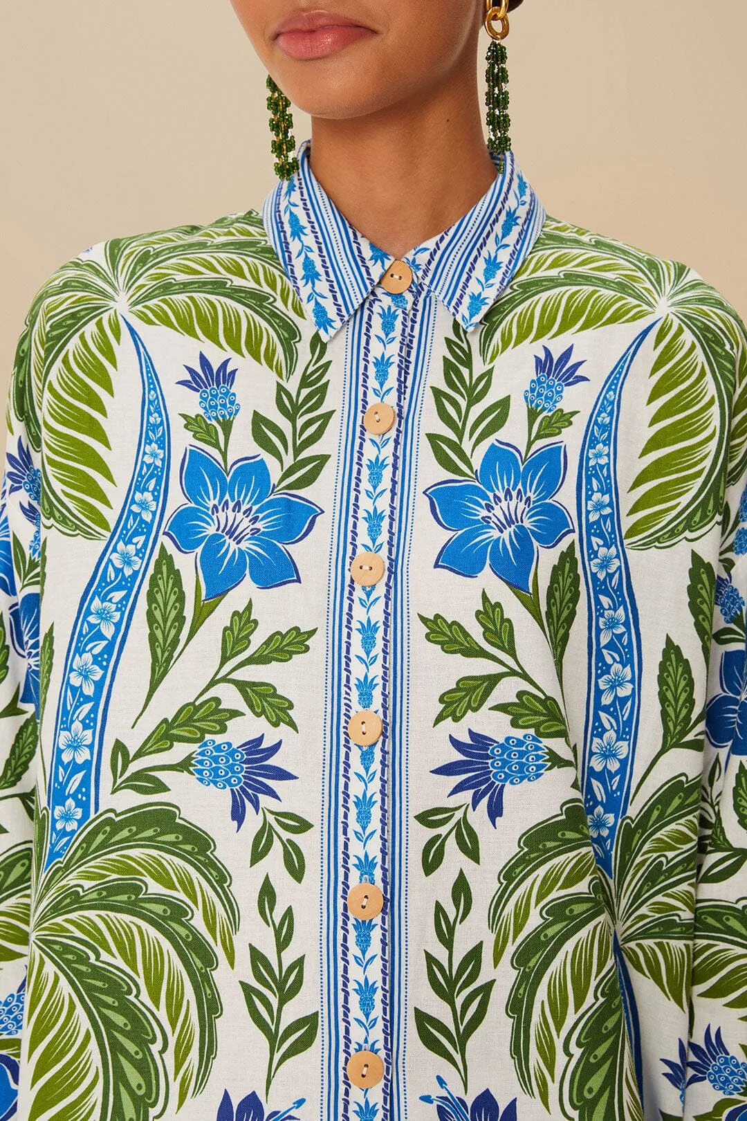 Off-White Tropicance LENZING™ ECOVERO™ Euroflax™ Chemise sold by FARM Rio product image thumbnail 3