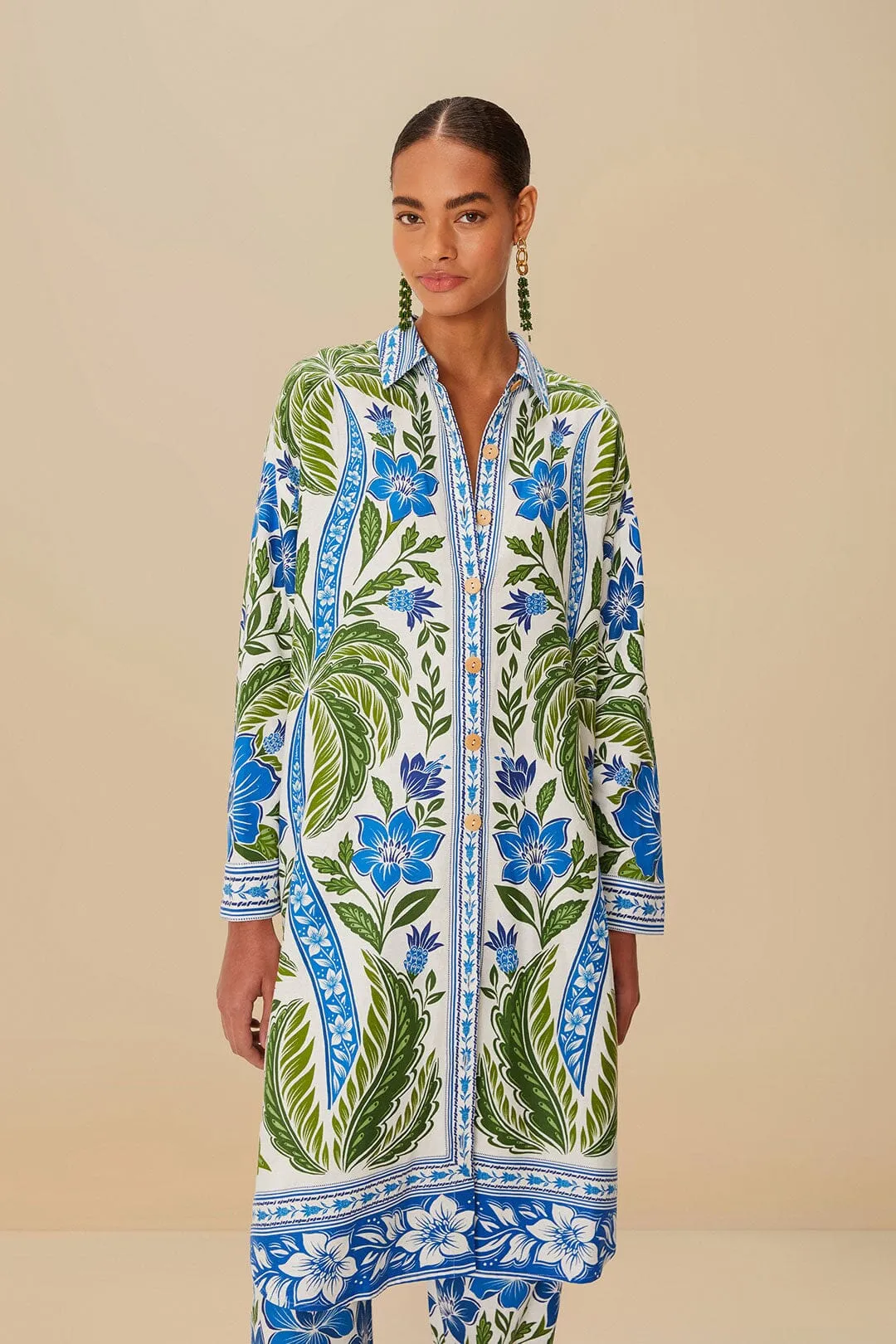 Off-White Tropicance LENZING™ ECOVERO™ Euroflax™ Chemise sold by FARM Rio