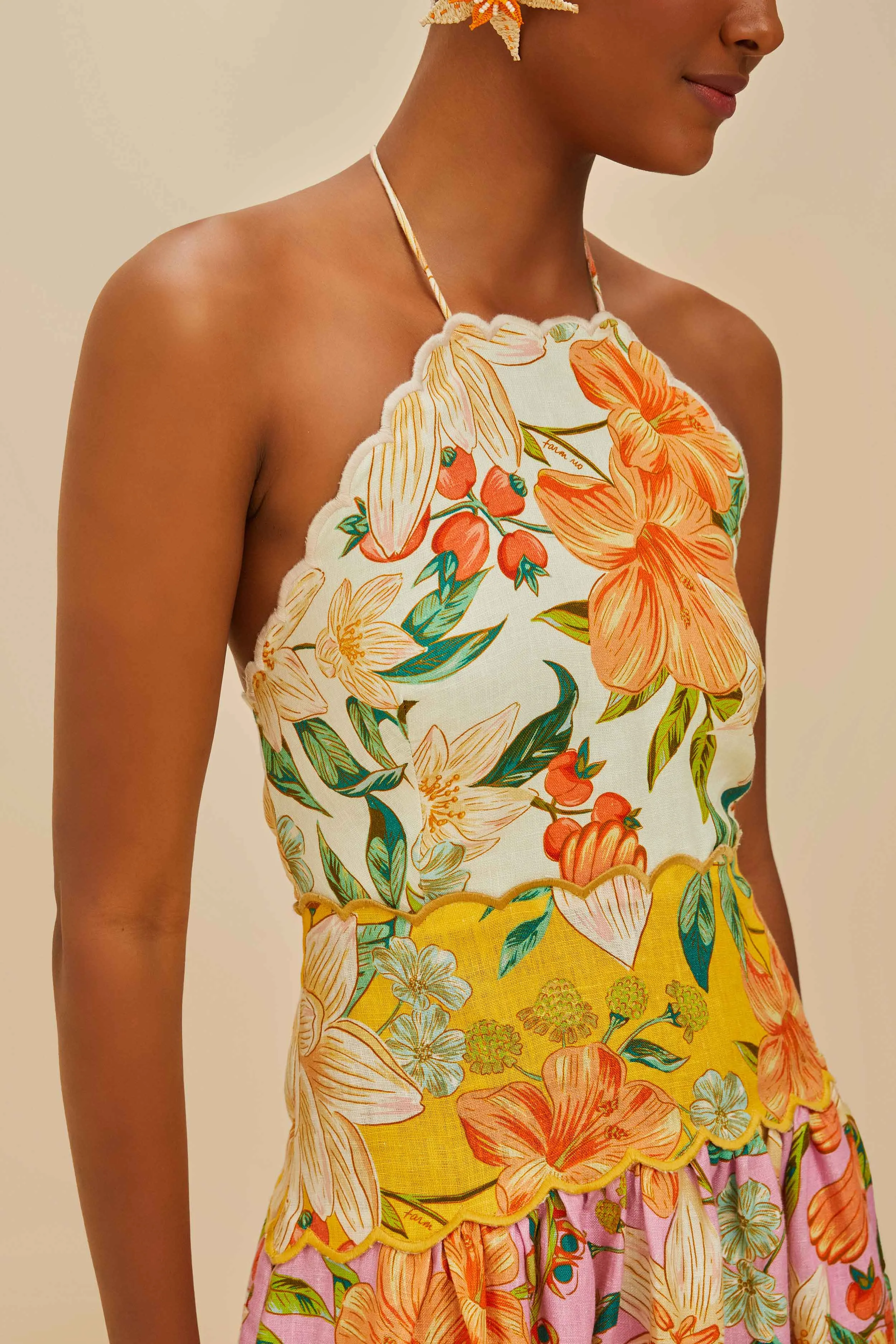 Guaragarden Euroflax™ Premium Linen Sleeveless Midi Dress sold by FARM Rio product image thumbnail 3