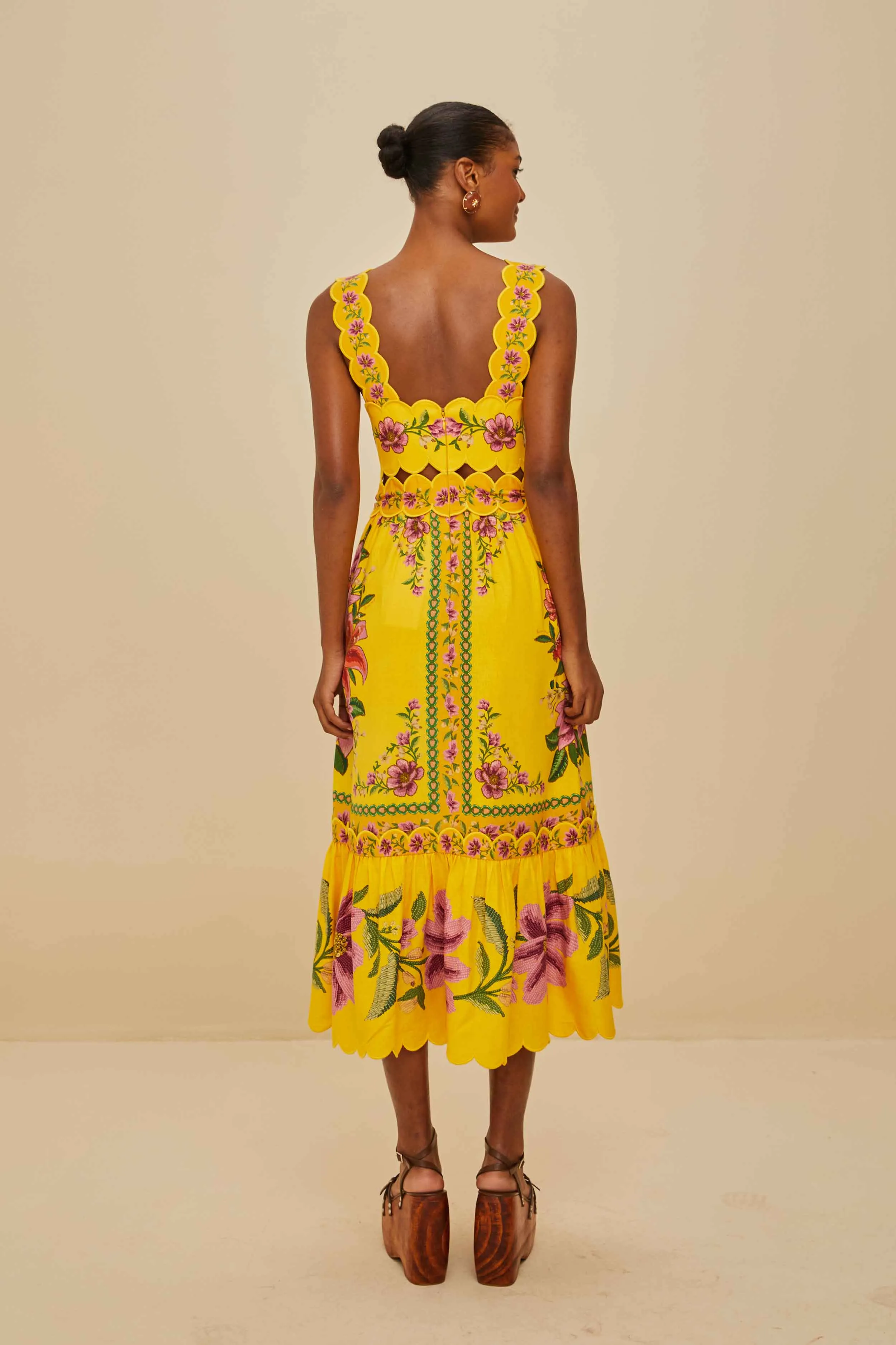 Yellow Summer Fruit Scarf LENZING™ ECOVERO™ Euroflax™ Midi Dress sold by FARM Rio product image thumbnail 4