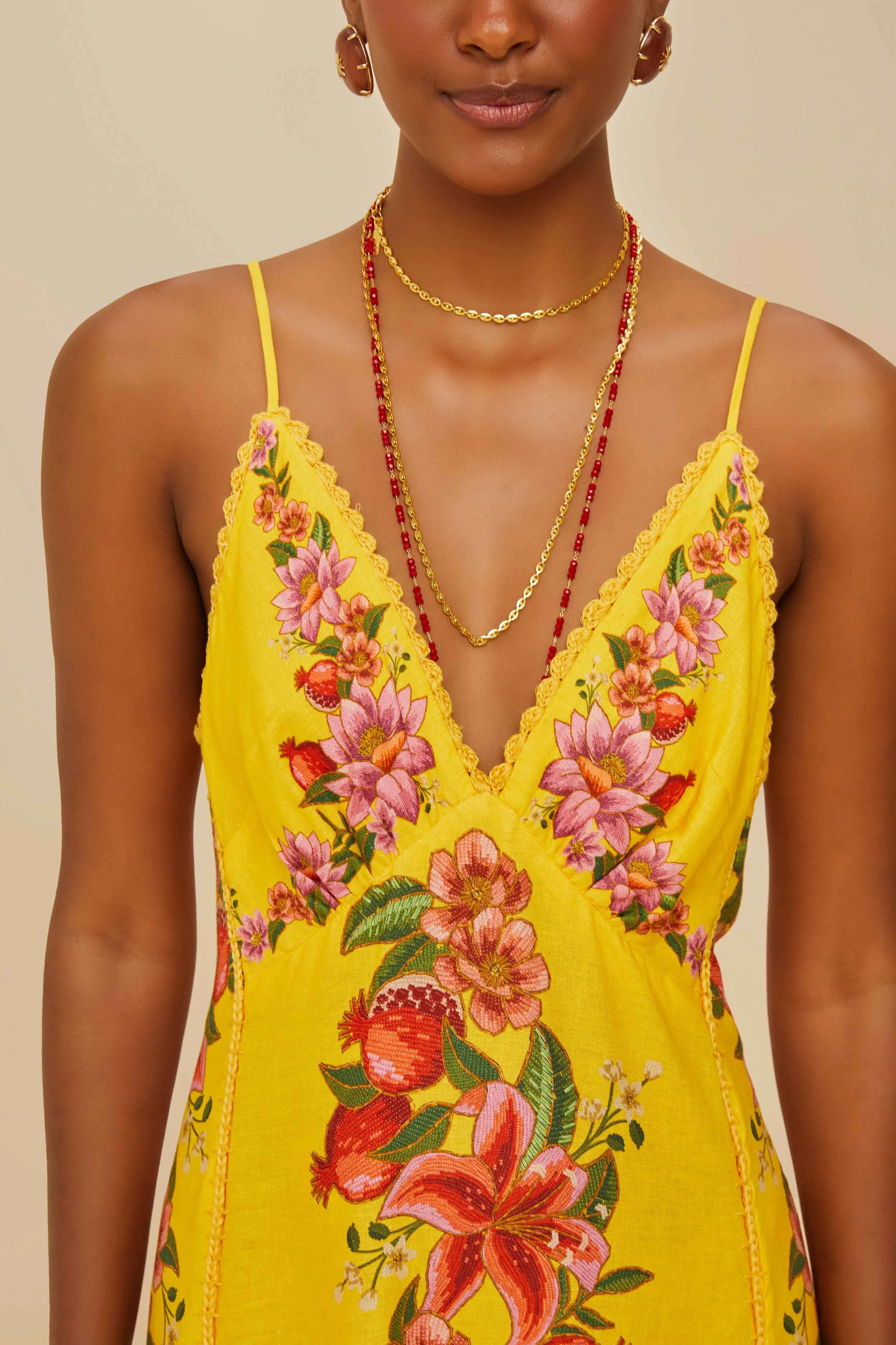 Yellow Summer Fruit Scarf LENZING™ ECOVERO™ Euroflax™ Maxi Dress sold by FARM Rio product image thumbnail 2