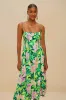 Green Painted Flowers LENZING™ ECOVERO™ Euroflax™ Midi Dress sold by FARM Rio