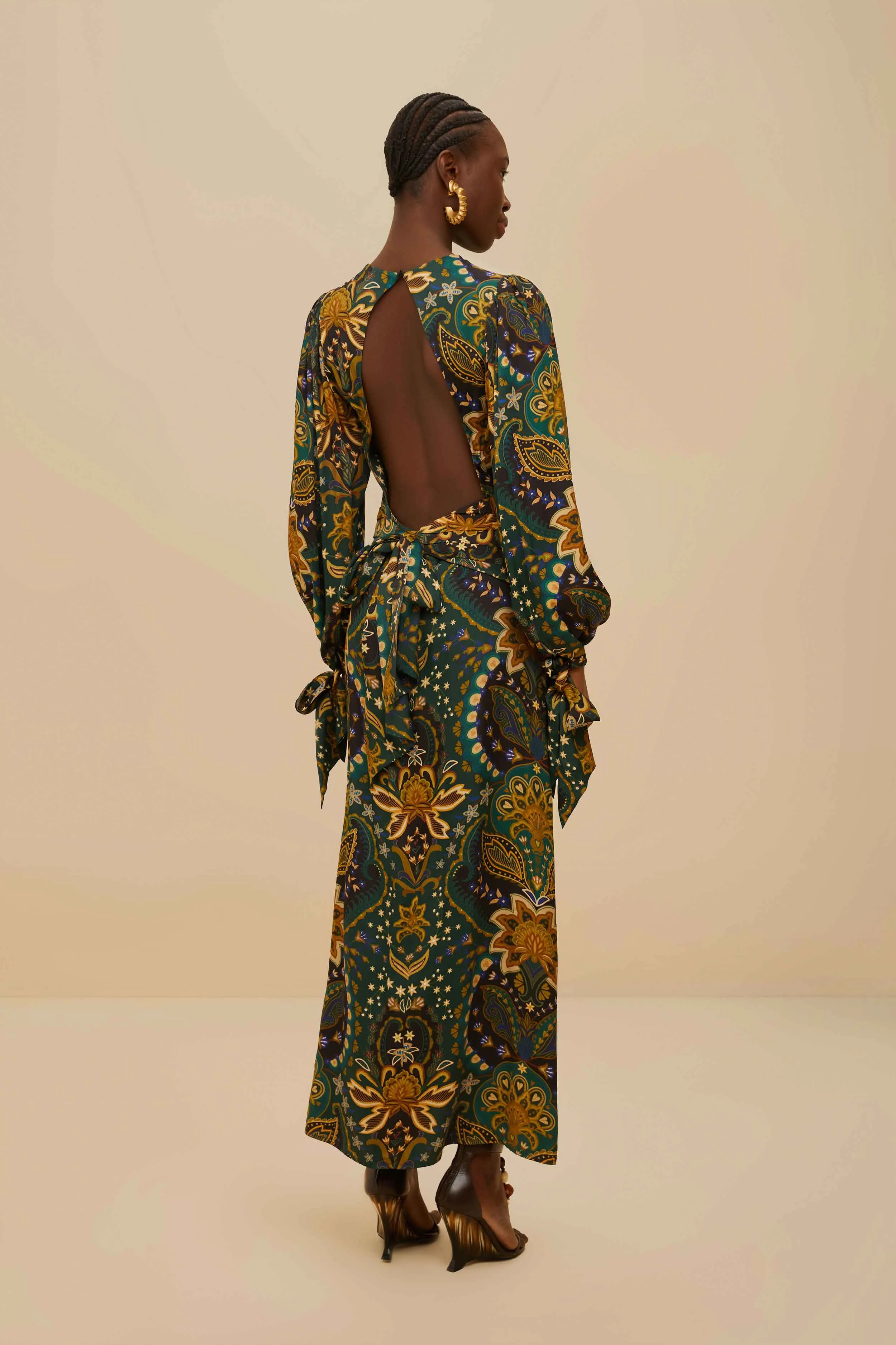 Black Jaipur LENZING™ ECOVERO™ Viscose Maxi Dress sold by FARM Rio product image thumbnail 4