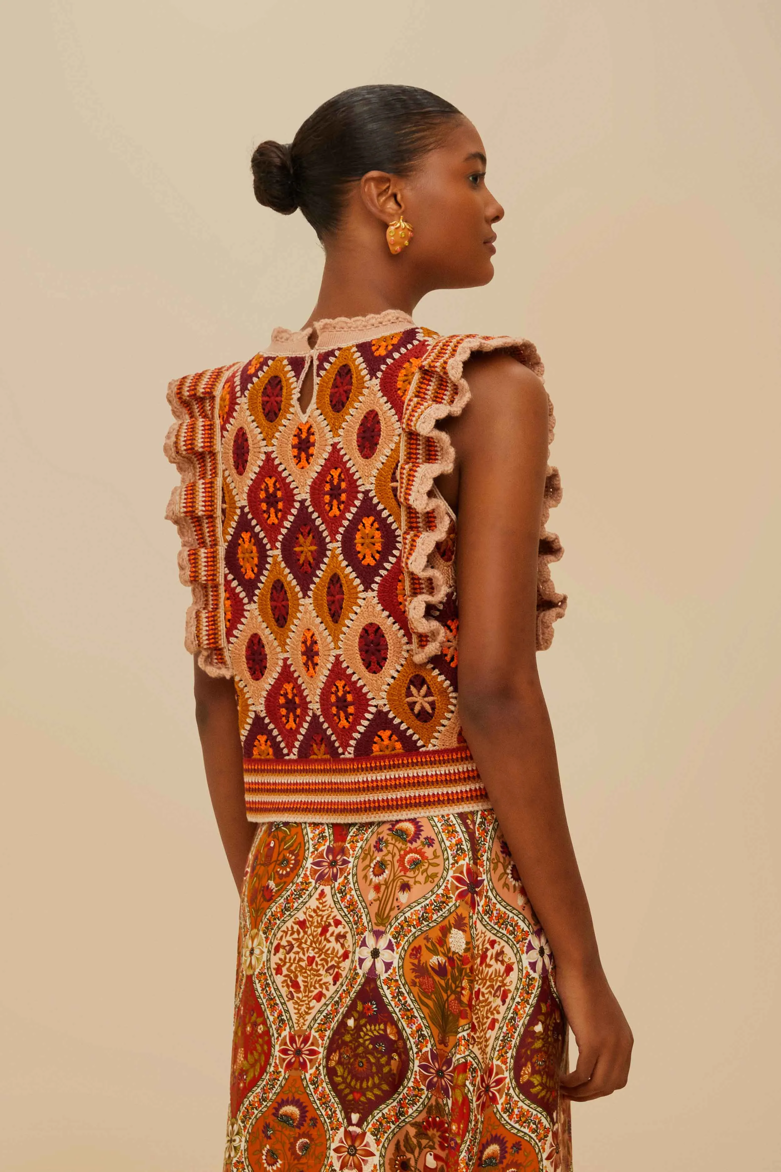 Multicolor Ruffled Crochet Vest sold by FARM Rio product image thumbnail 4