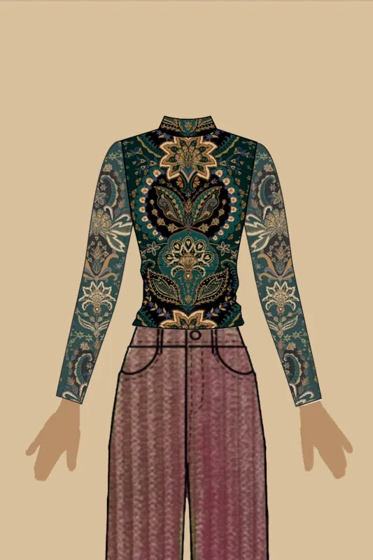 Black Jaipur Tulle Blouse sold by FARM Rio