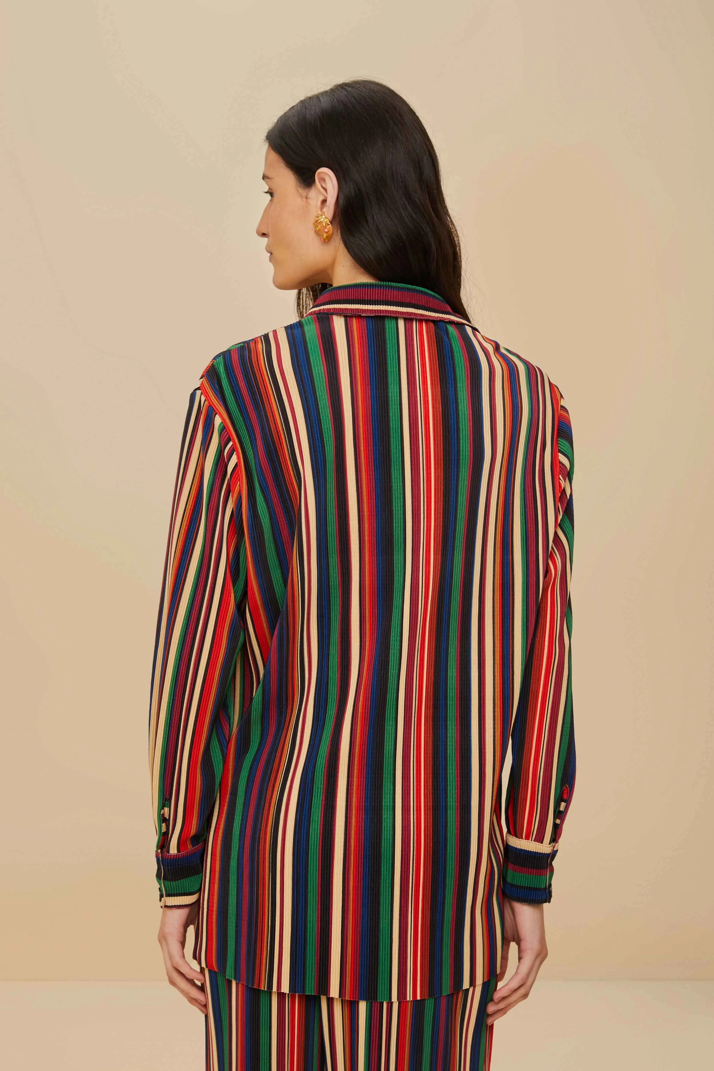 Multicolor Pipa Stripes Pleated Shirt sold by FARM Rio product image thumbnail 3