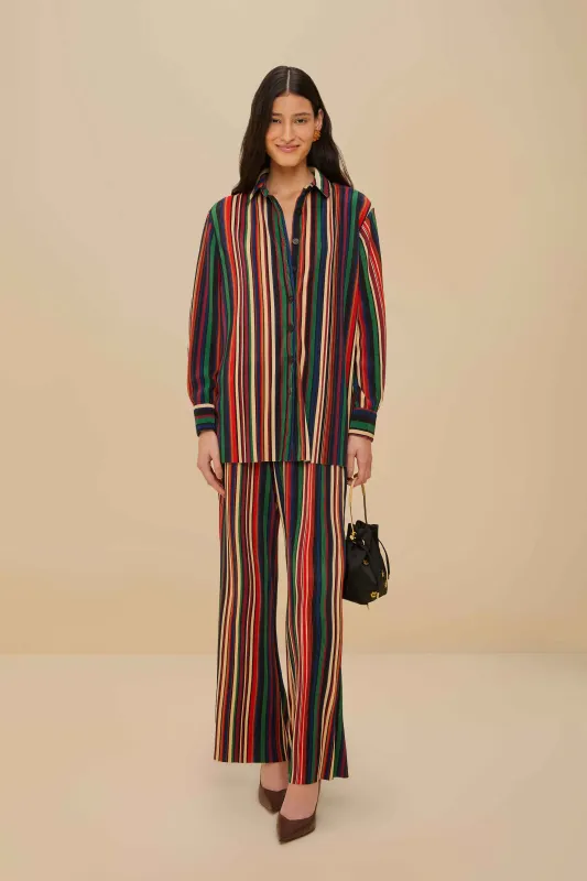 Multicolor Pipa Stripes Pleated Pants sold by FARM Rio