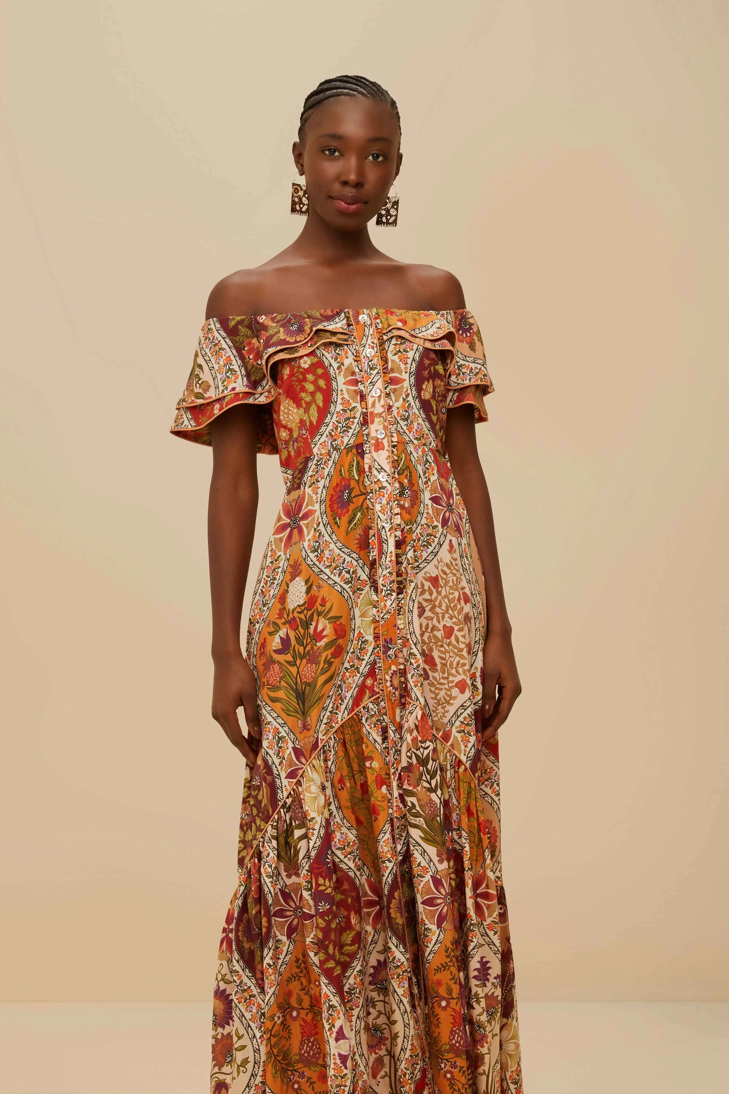 Multicolor Romantic Nature Off-Shoulder Maxi Dress sold by FARM Rio product image thumbnail 2