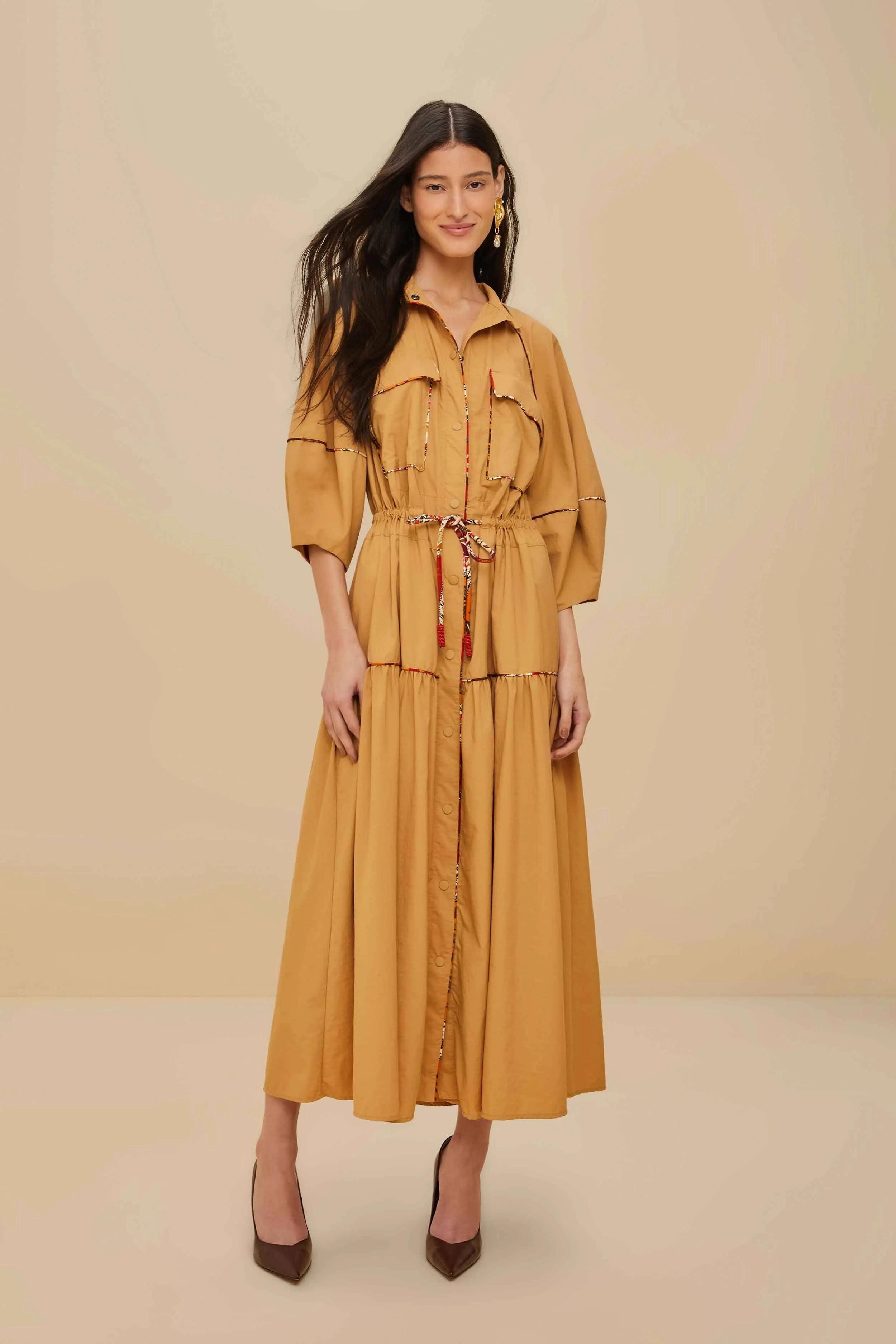 Caramel Chemise Midi Dress sold by FARM Rio