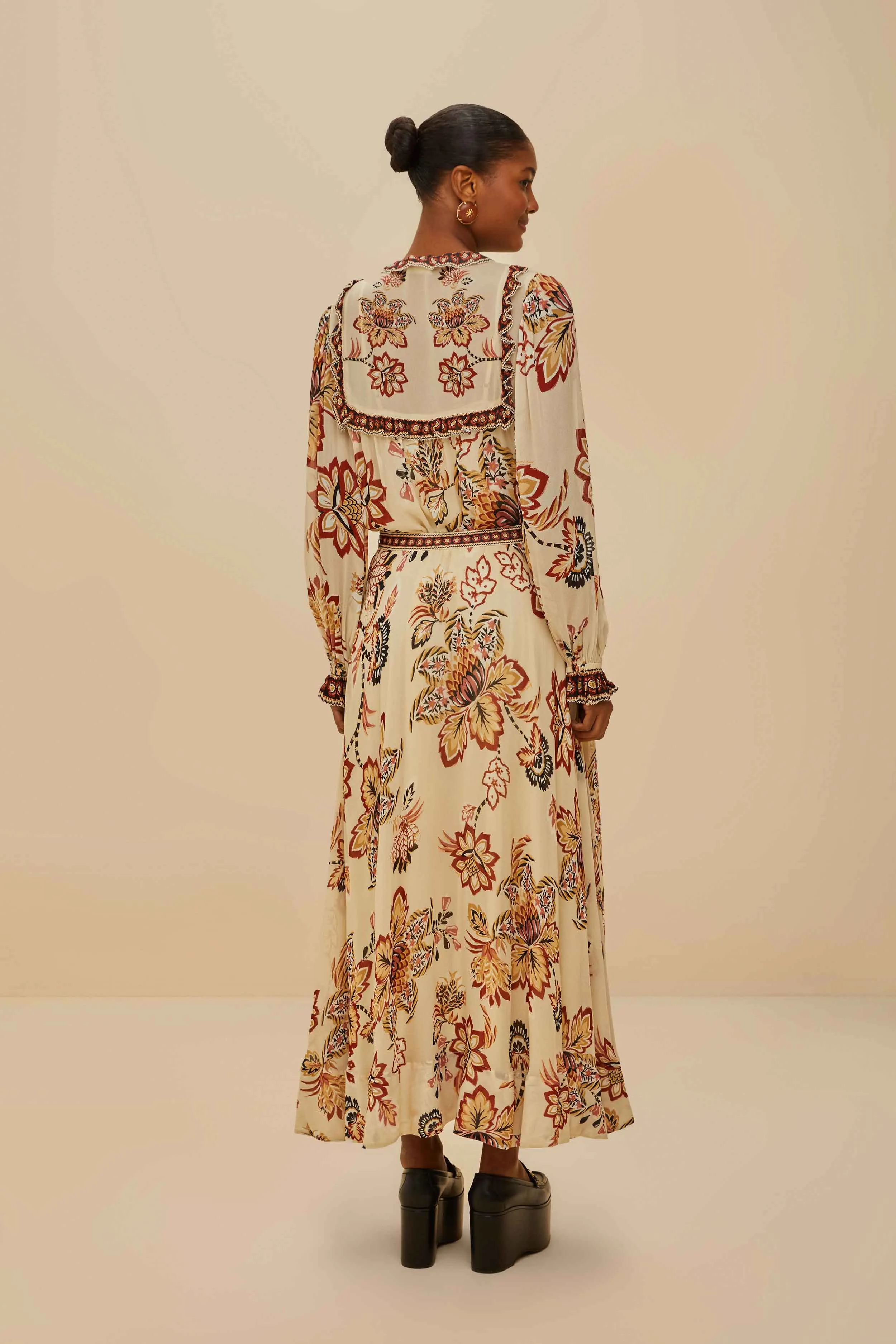 Sand Aura Floral Midi Skirt sold by FARM Rio product image thumbnail 3