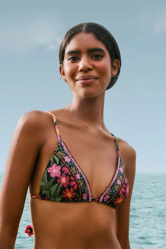 Stitched Garden Triangle Bikini Top sold by FARM Rio