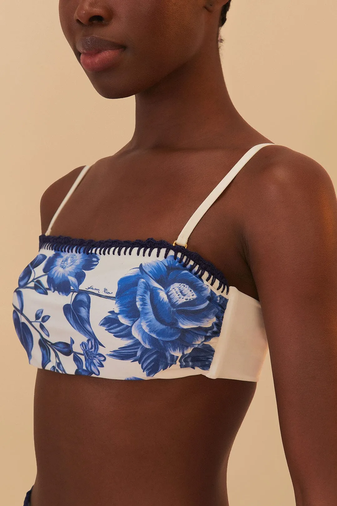 Blue Floral Cascade Bikini Top sold by FARM Rio product image thumbnail 4