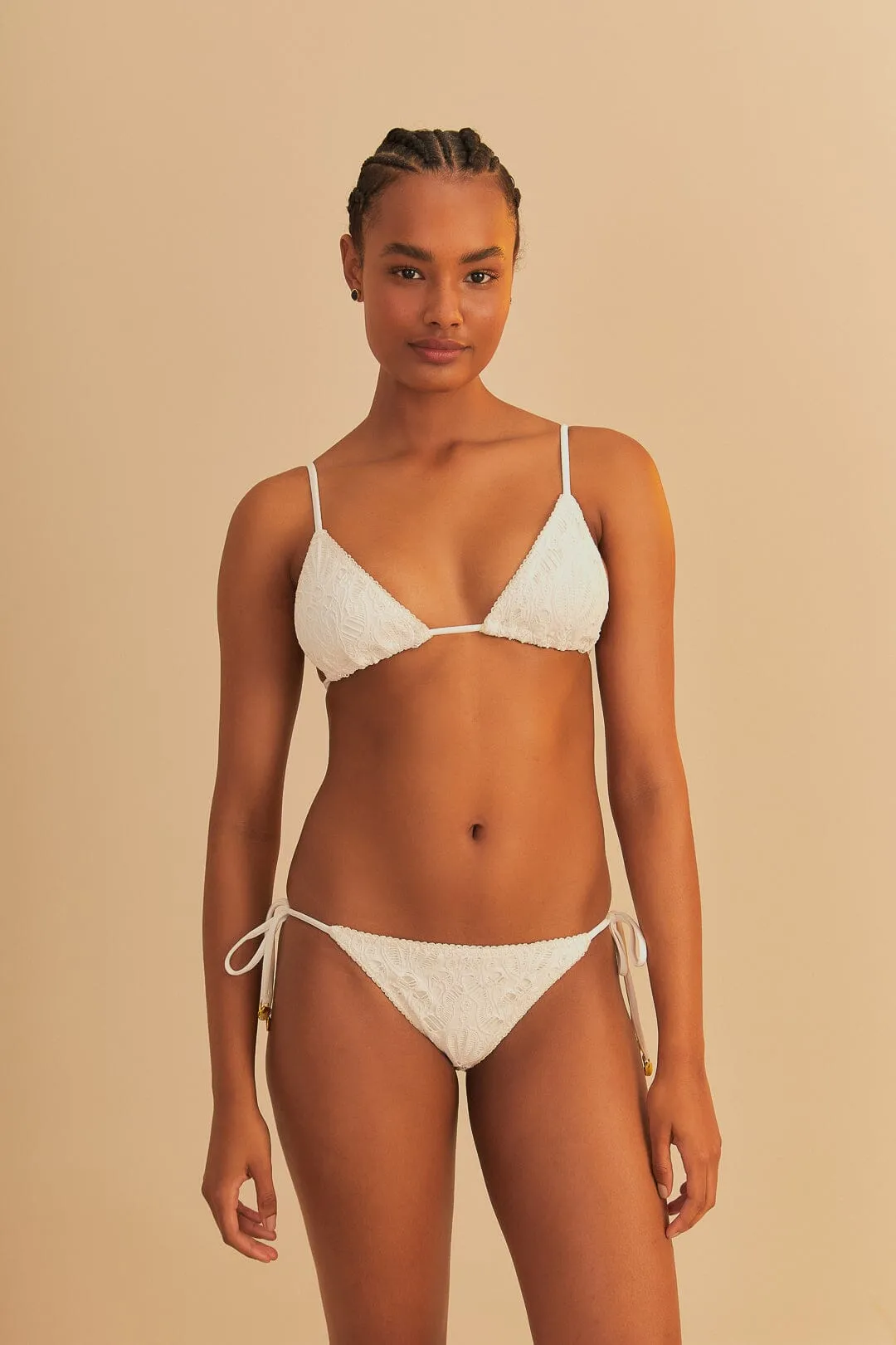 White Seashell Eyelet Triangle Bikini Top sold by FARM Rio product image thumbnail 2