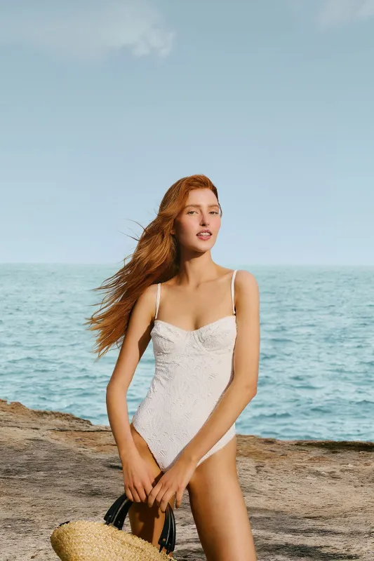 White Seashell Eyelet One Piece sold by FARM Rio