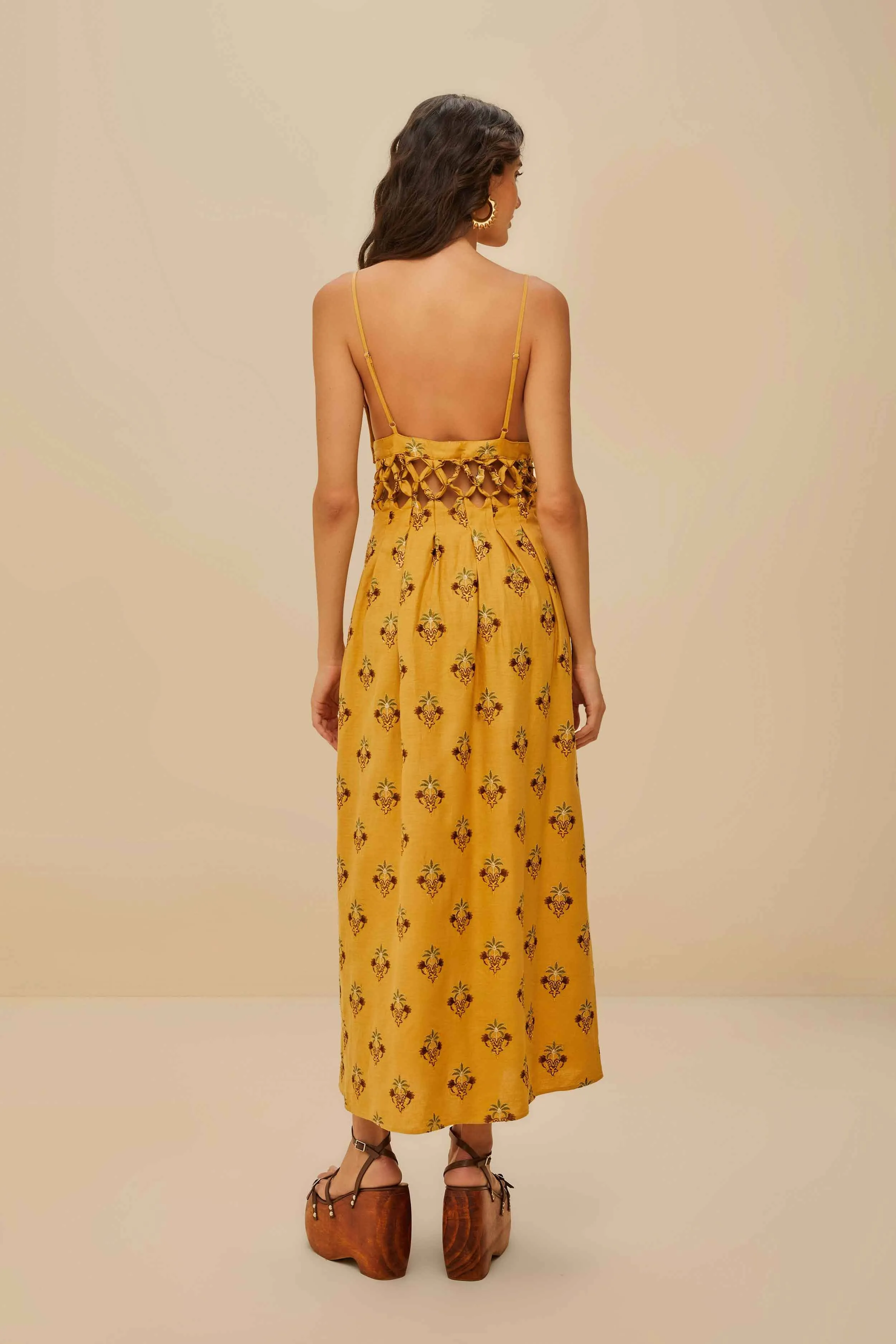 Coconut Tree Tapestry Macrame Yoke Maxi Dress sold by FARM Rio product image thumbnail 4