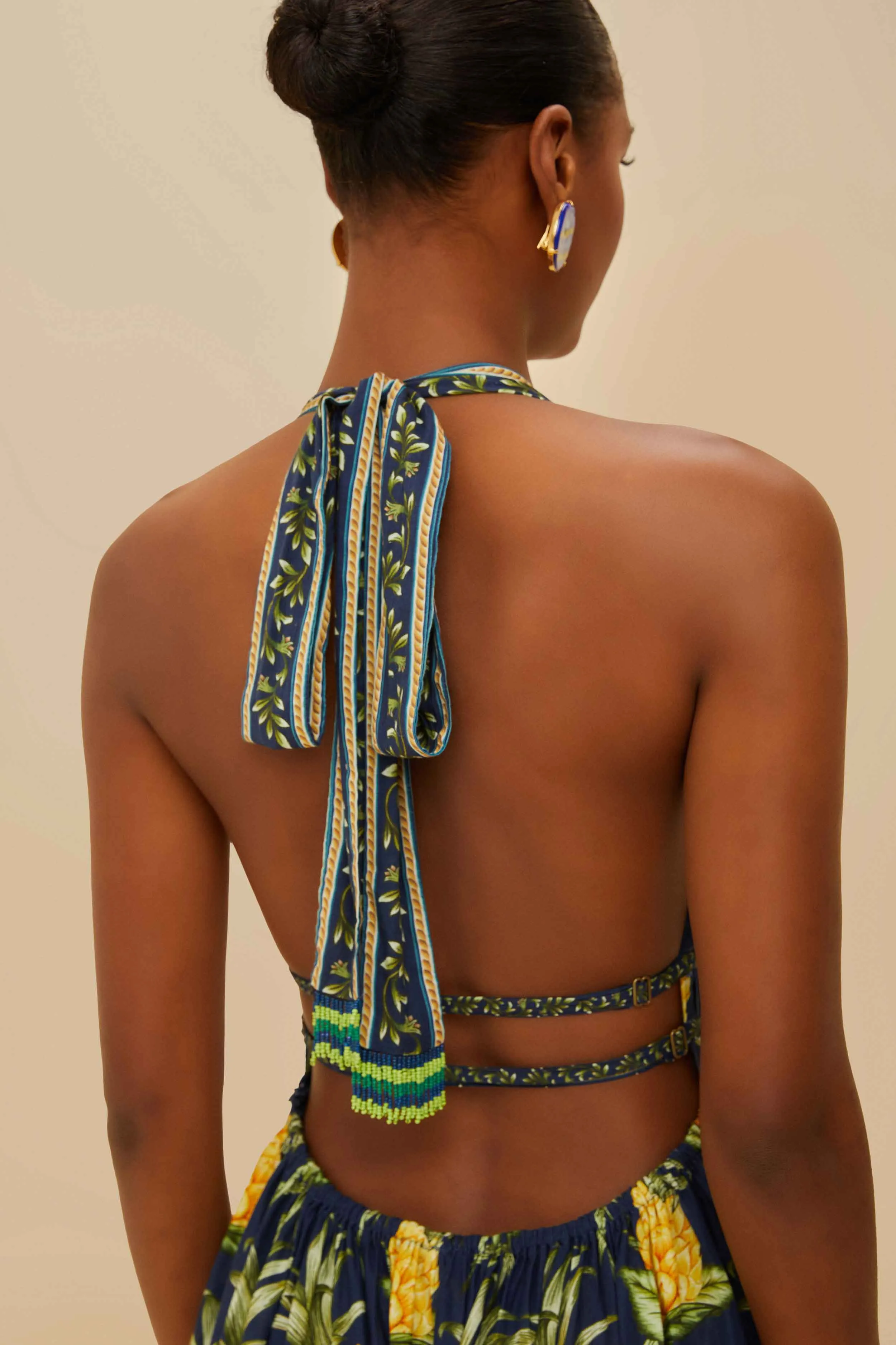 Delicate Pineapple Navy Blue Midi Dress Sleeveless sold by FARM Rio product image thumbnail 5