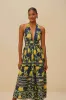 Delicate Pineapple Navy Blue Midi Dress Sleeveless sold by FARM Rio
