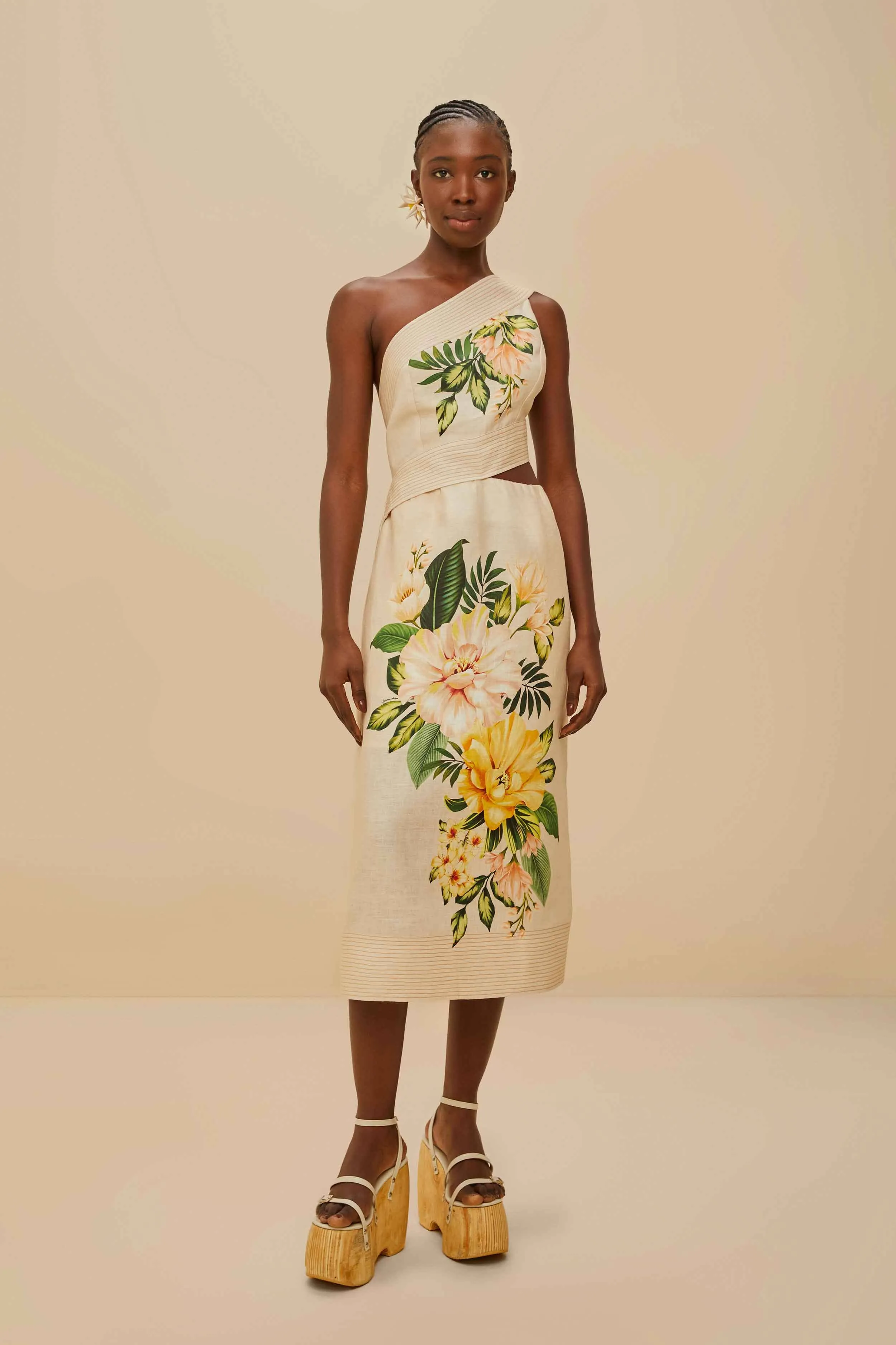 Garden Cascade Sand Midi Dress sold by FARM Rio