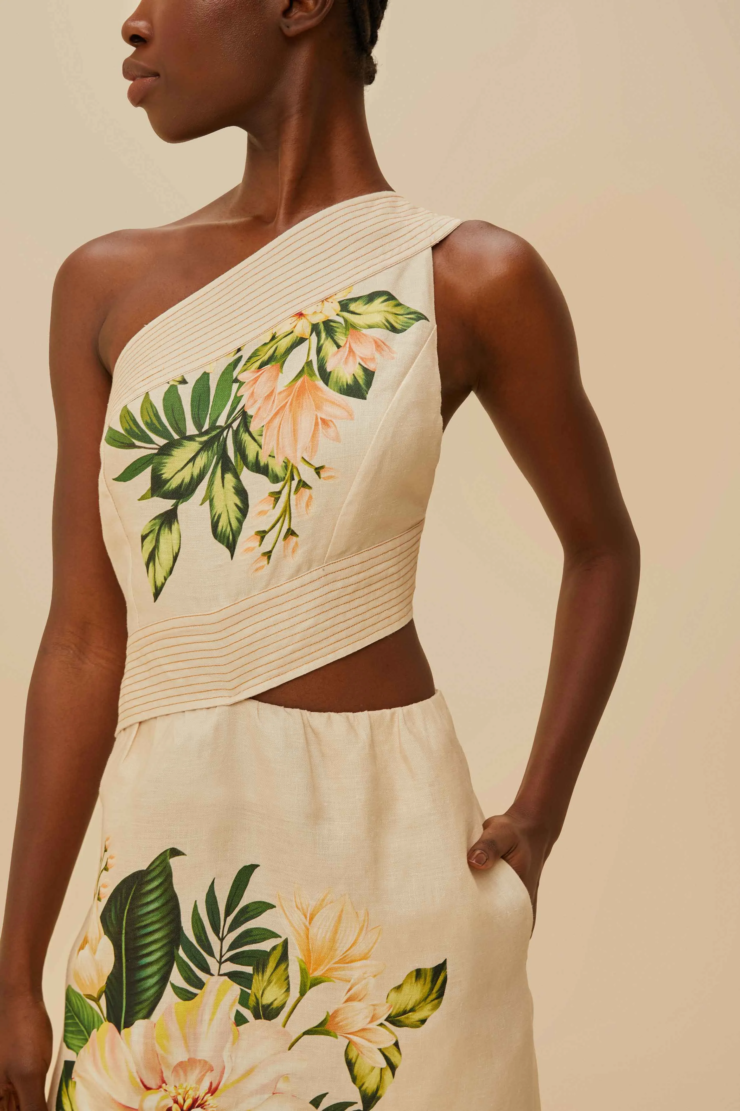 Garden Cascade Sand Midi Dress sold by FARM Rio product image thumbnail 3