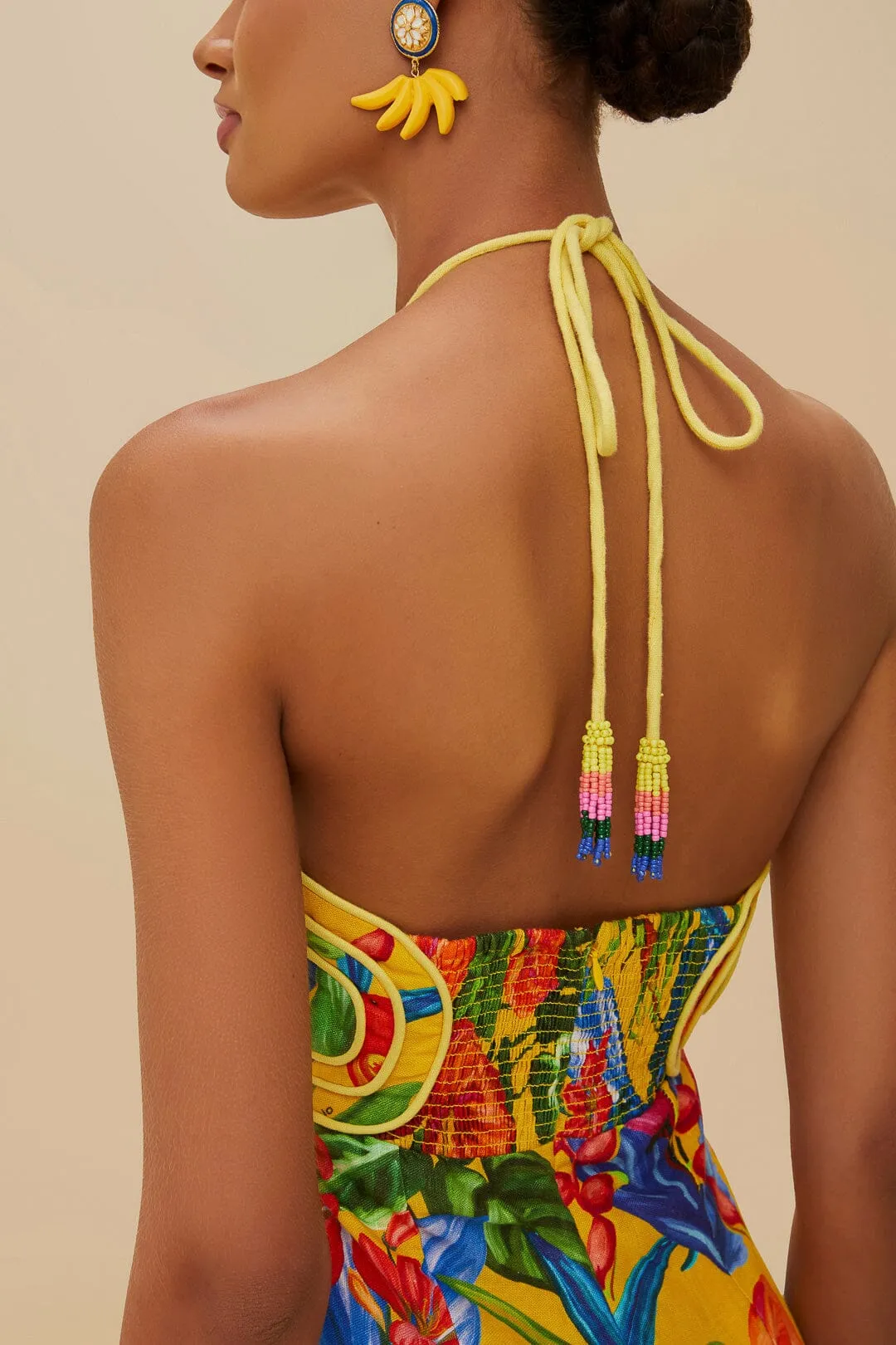 Bright Nature Yellow Mini Dress Sleeveless sold by FARM Rio product image thumbnail 4