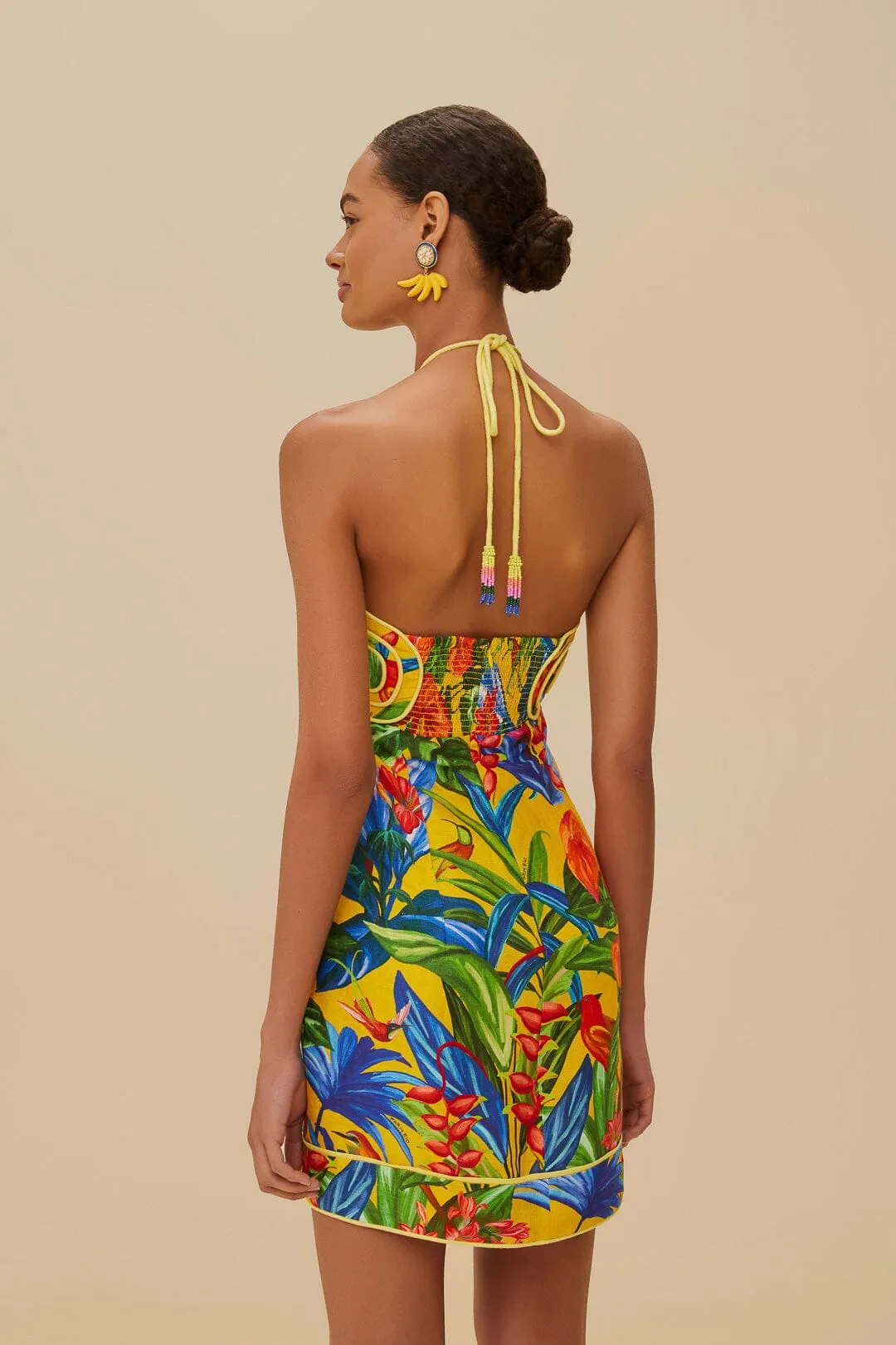 Bright Nature Yellow Mini Dress Sleeveless sold by FARM Rio product image thumbnail 3