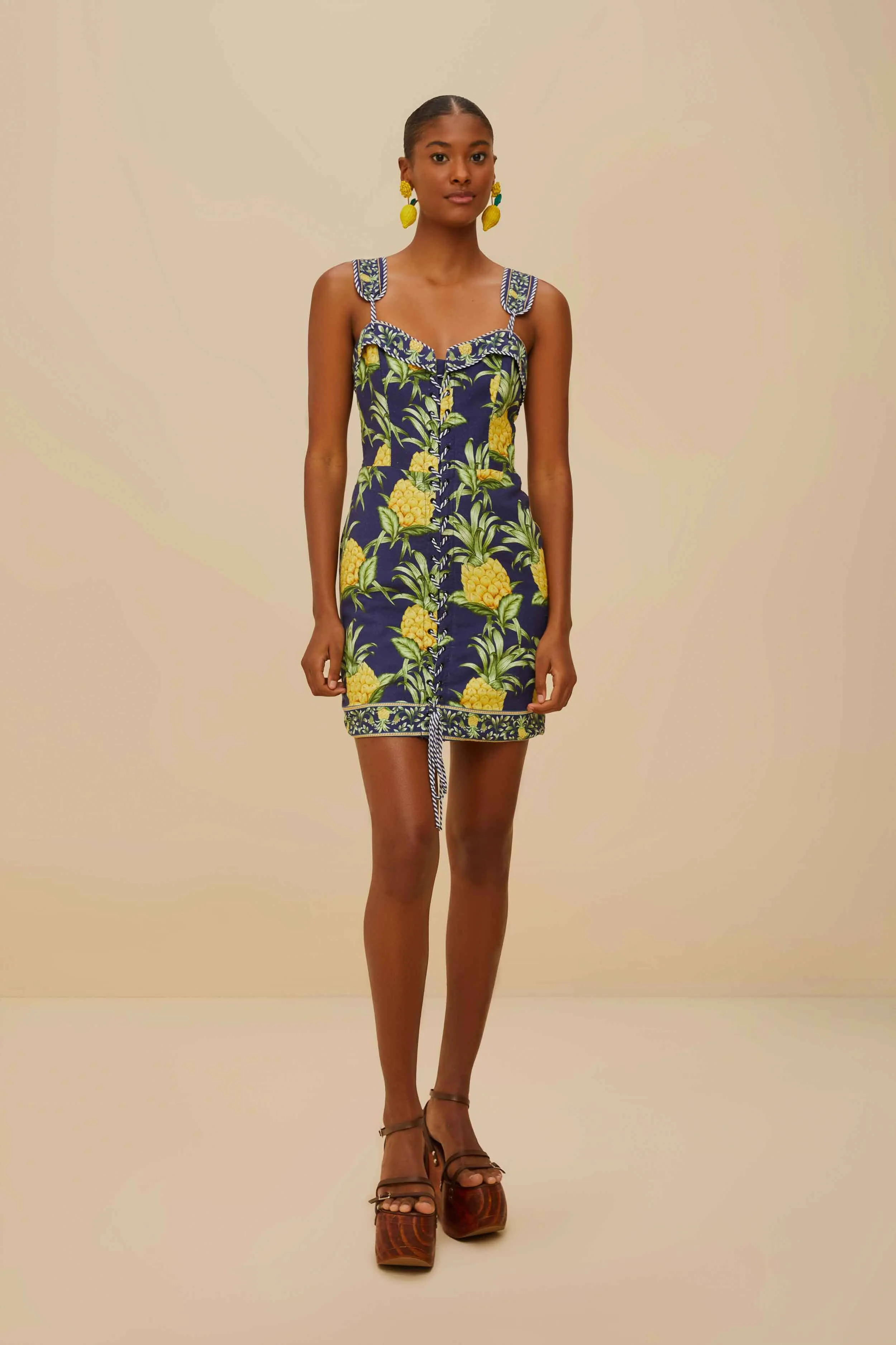 Delicate Pineapple Navy Blue Sleeveless Lacing Min sold by FARM Rio