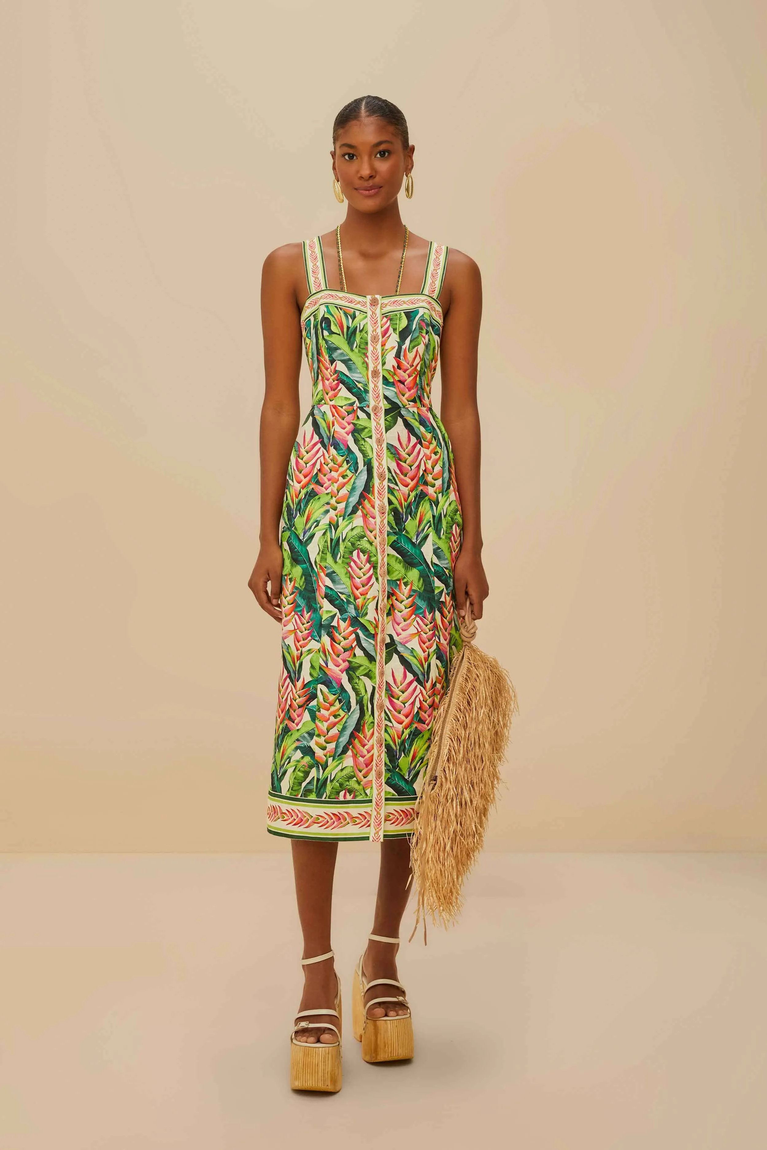 Heli Leaves Pearl Midi Dress sold by FARM Rio