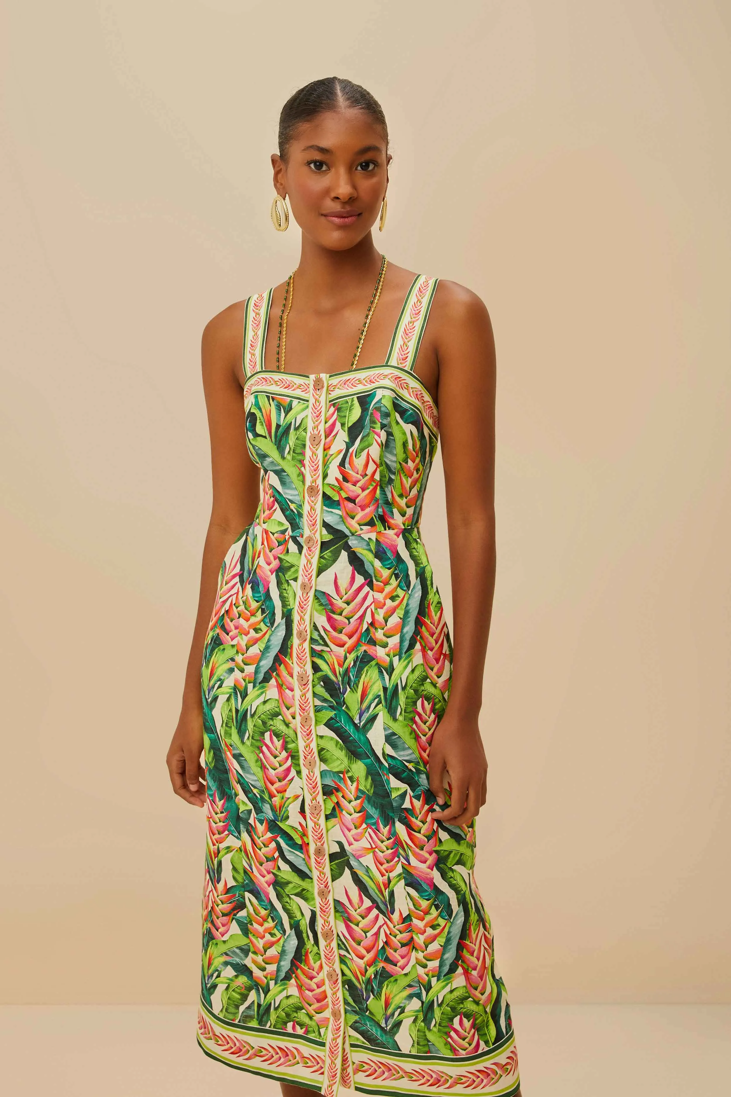 Heli Leaves Pearl Midi Dress sold by FARM Rio product image thumbnail 2