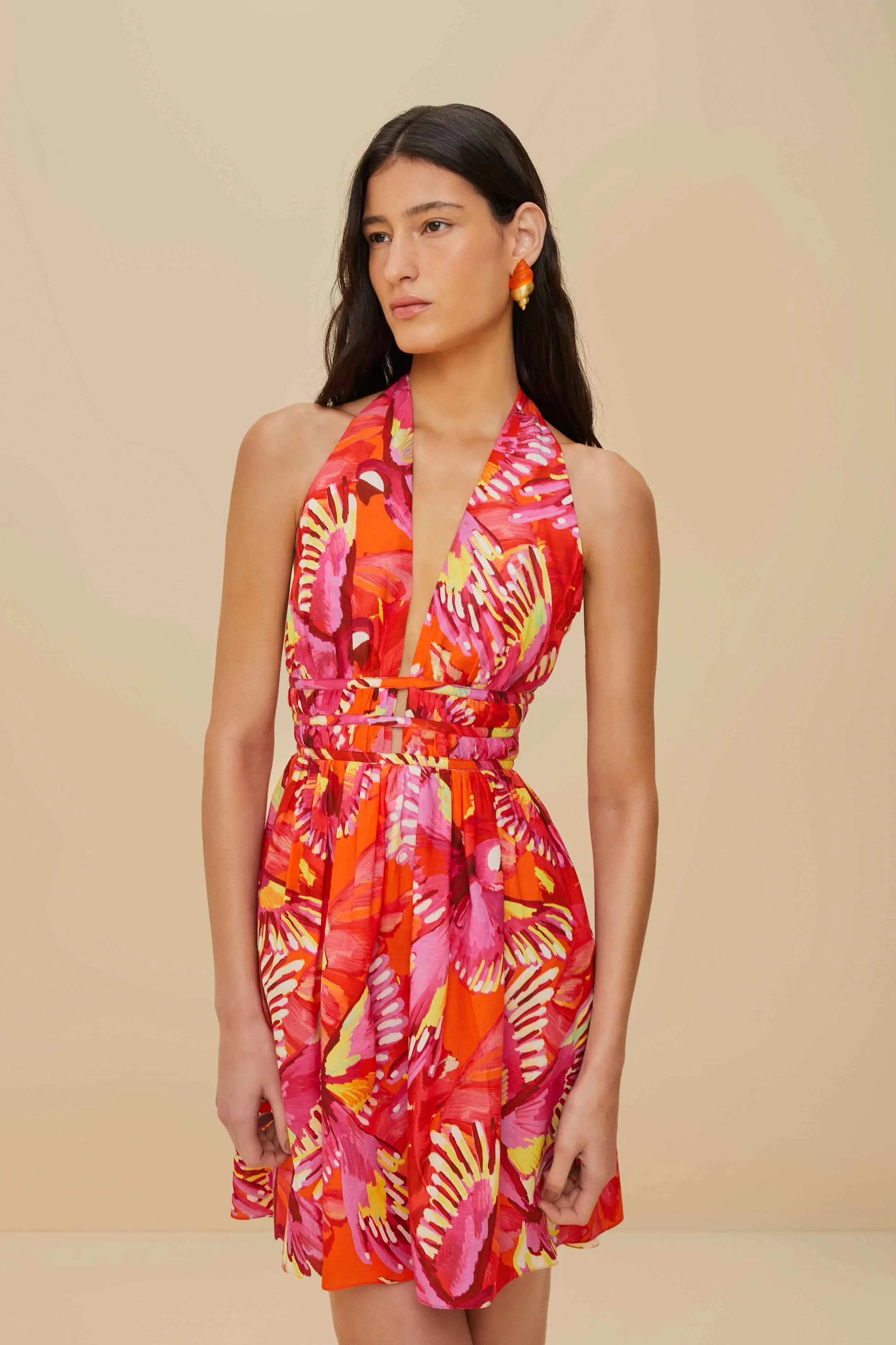 Flying Birds Orange Mini Dress Sleeveless sold by FARM Rio product image thumbnail 2