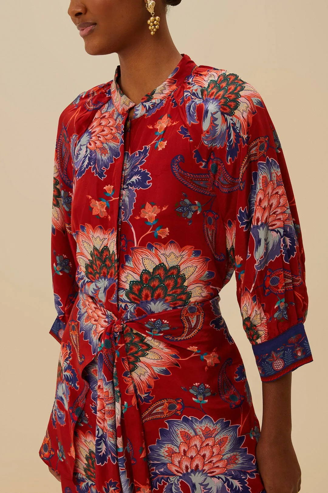 Luang Red Scarves Blue Maxi Dress sold by FARM Rio product image thumbnail 3