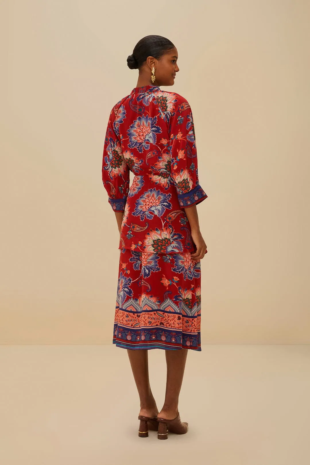 Luang Red Scarves Blue Maxi Dress sold by FARM Rio product image thumbnail 4