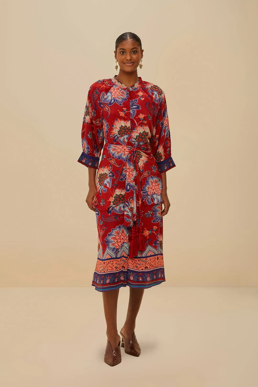 Luang Red Scarves Blue Maxi Dress sold by FARM Rio