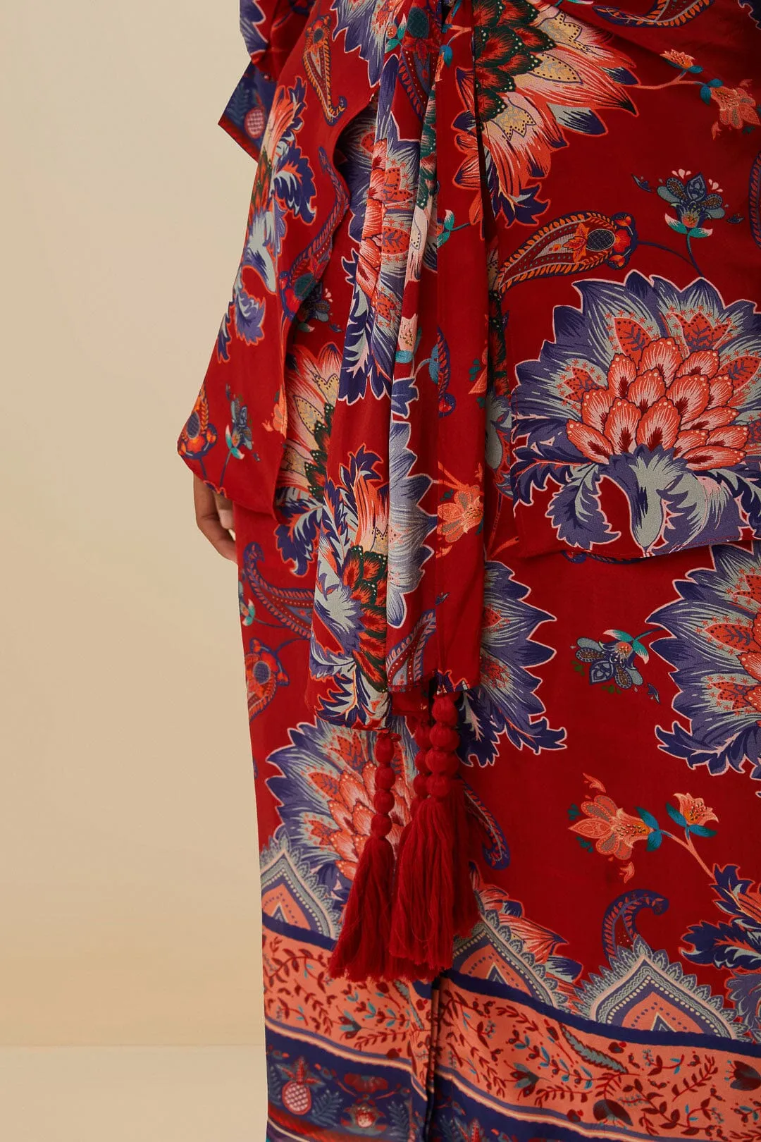 Luang Red Scarves Blue Maxi Dress sold by FARM Rio product image thumbnail 5