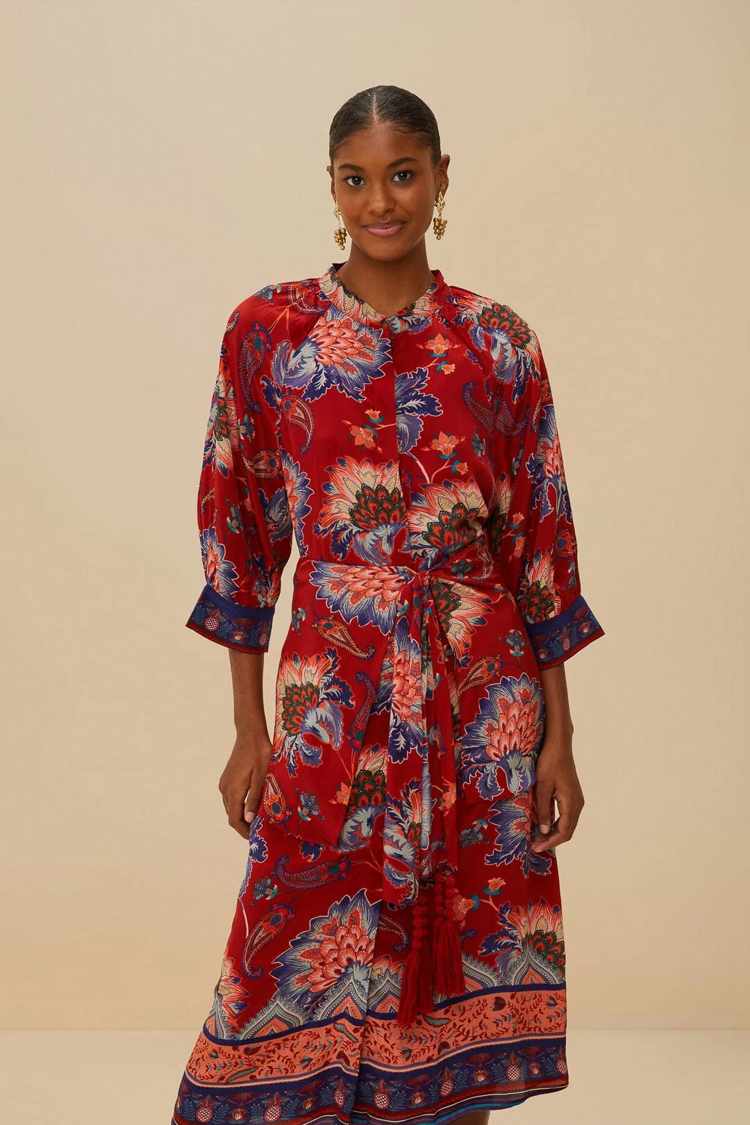 Luang Red Scarves Blue Maxi Dress sold by FARM Rio product image thumbnail 2