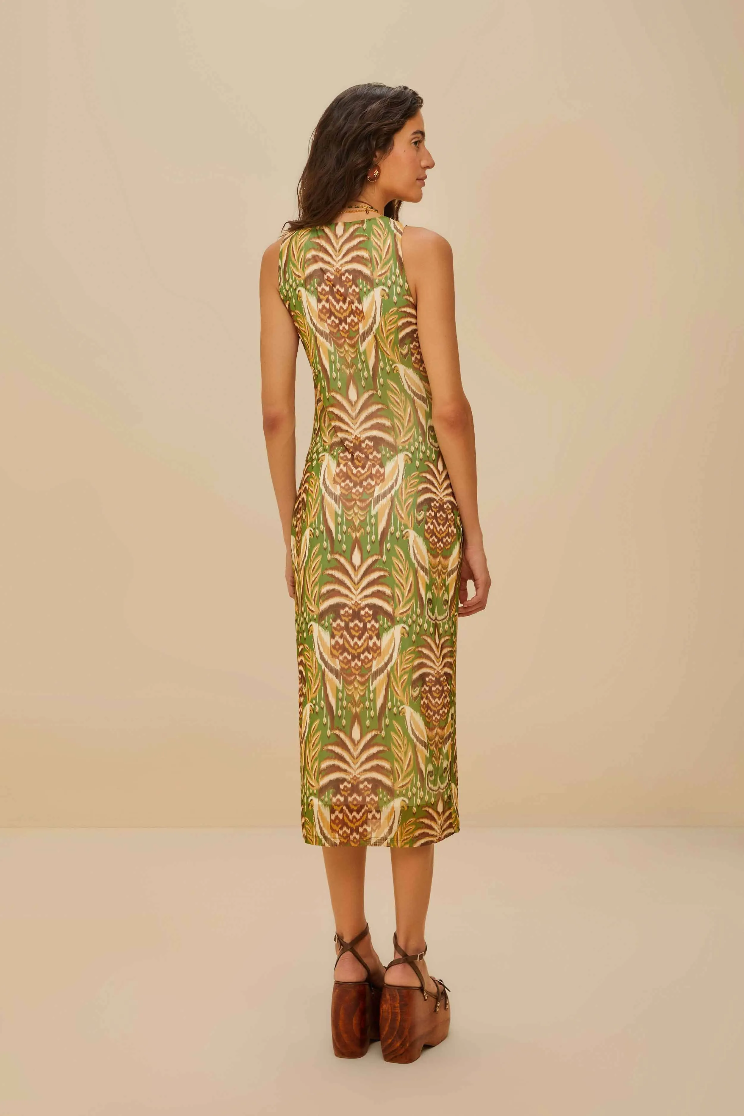 Pineapple Tapestry Green Tulle Midi Dress sold by FARM Rio product image thumbnail 4