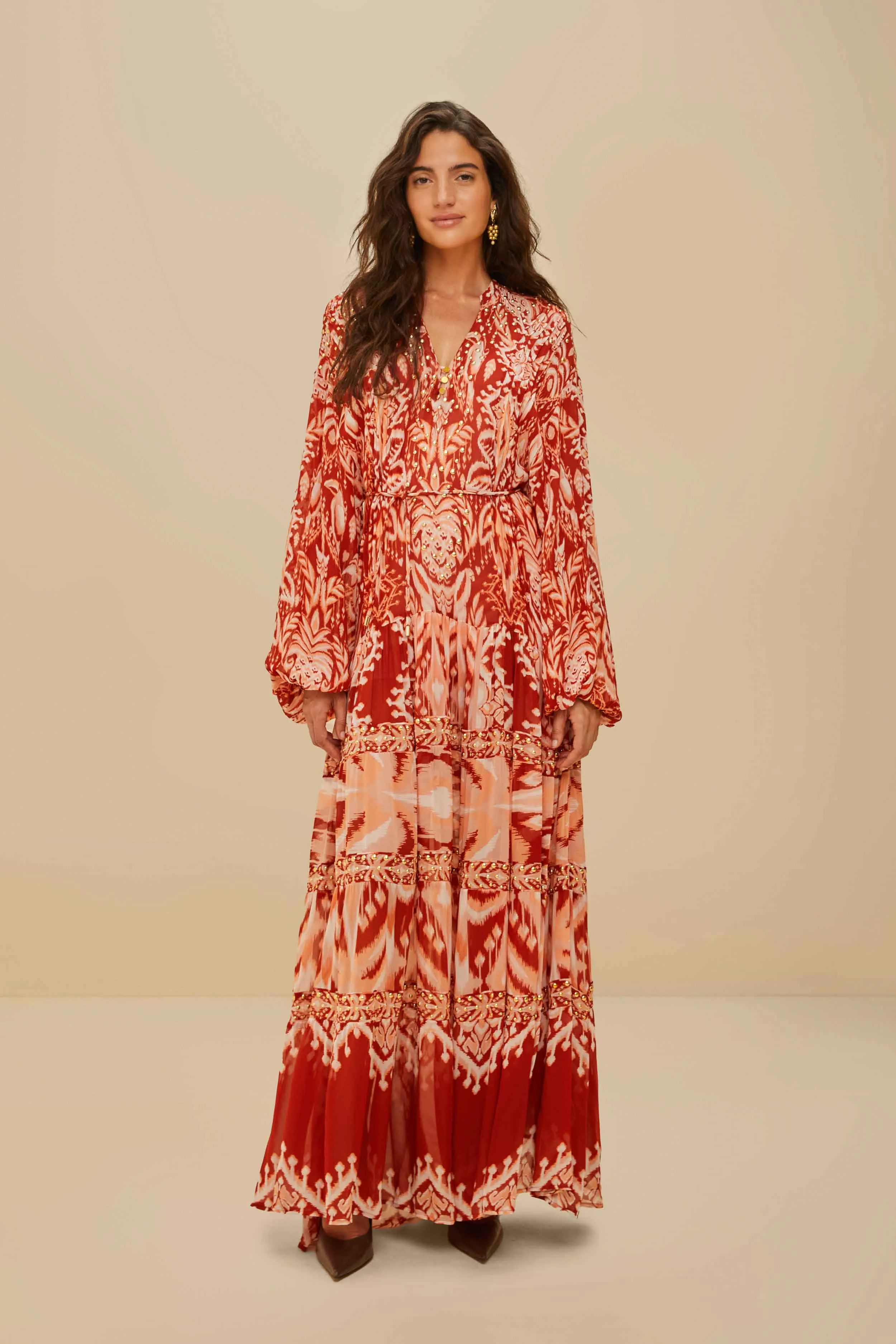 Tropical Tapestry Red Metal Embroidered Tiered Max sold by FARM Rio